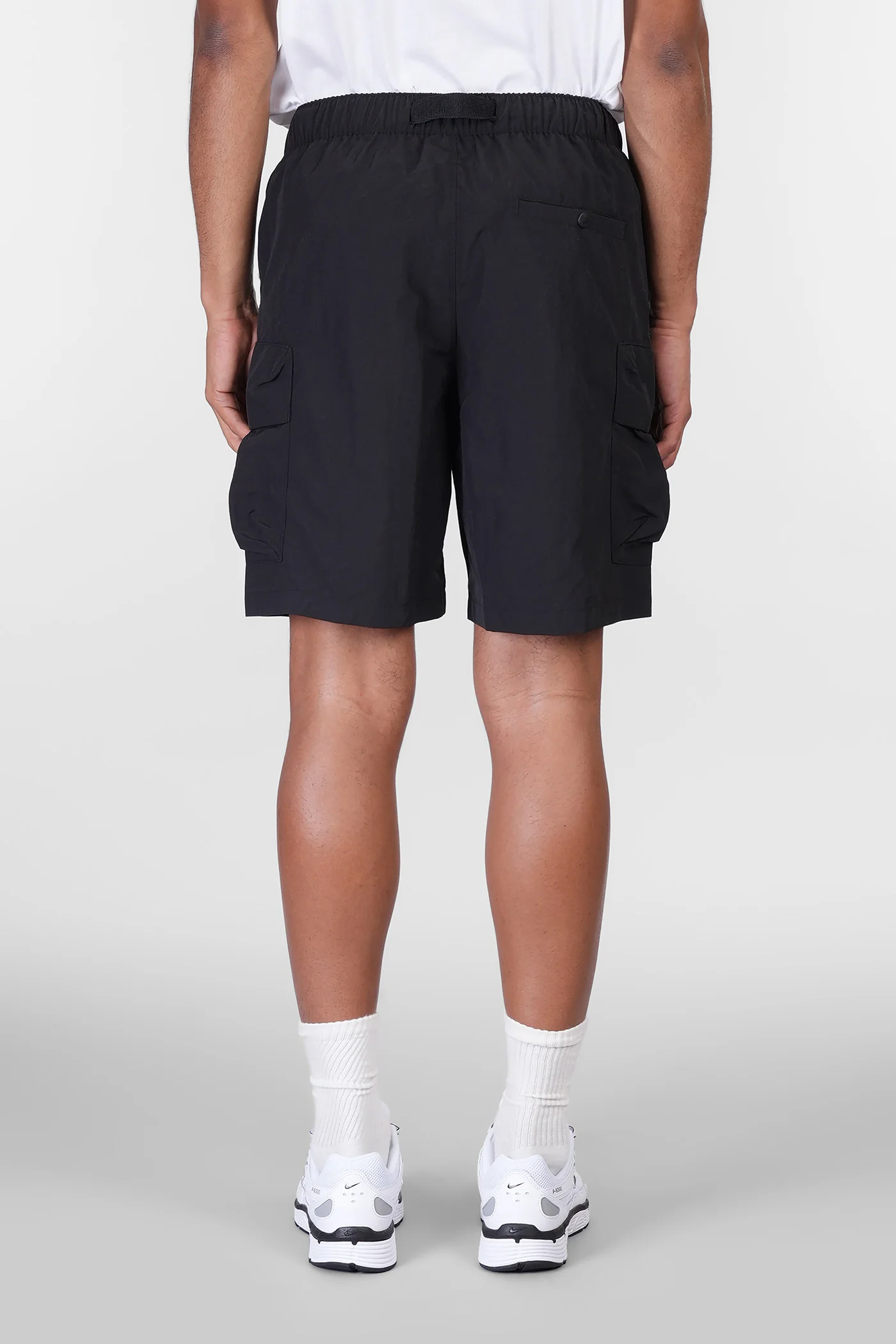 Cargo Pocket Short Shorts in black nylon - Image 3