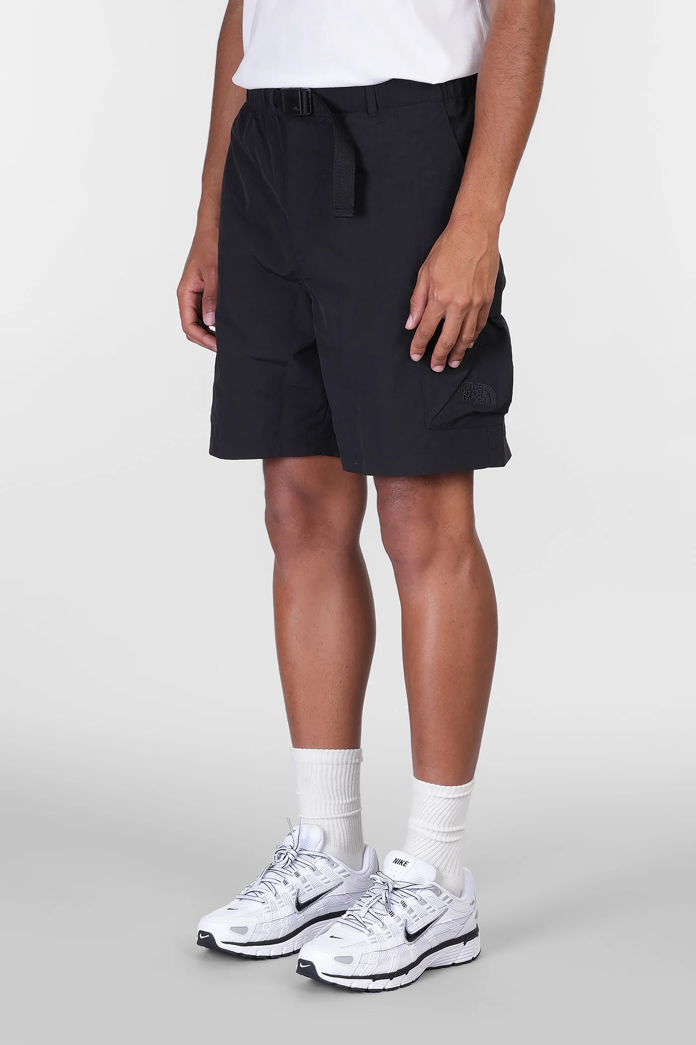 Cargo Pocket Short Shorts in black nylon - Image 4
