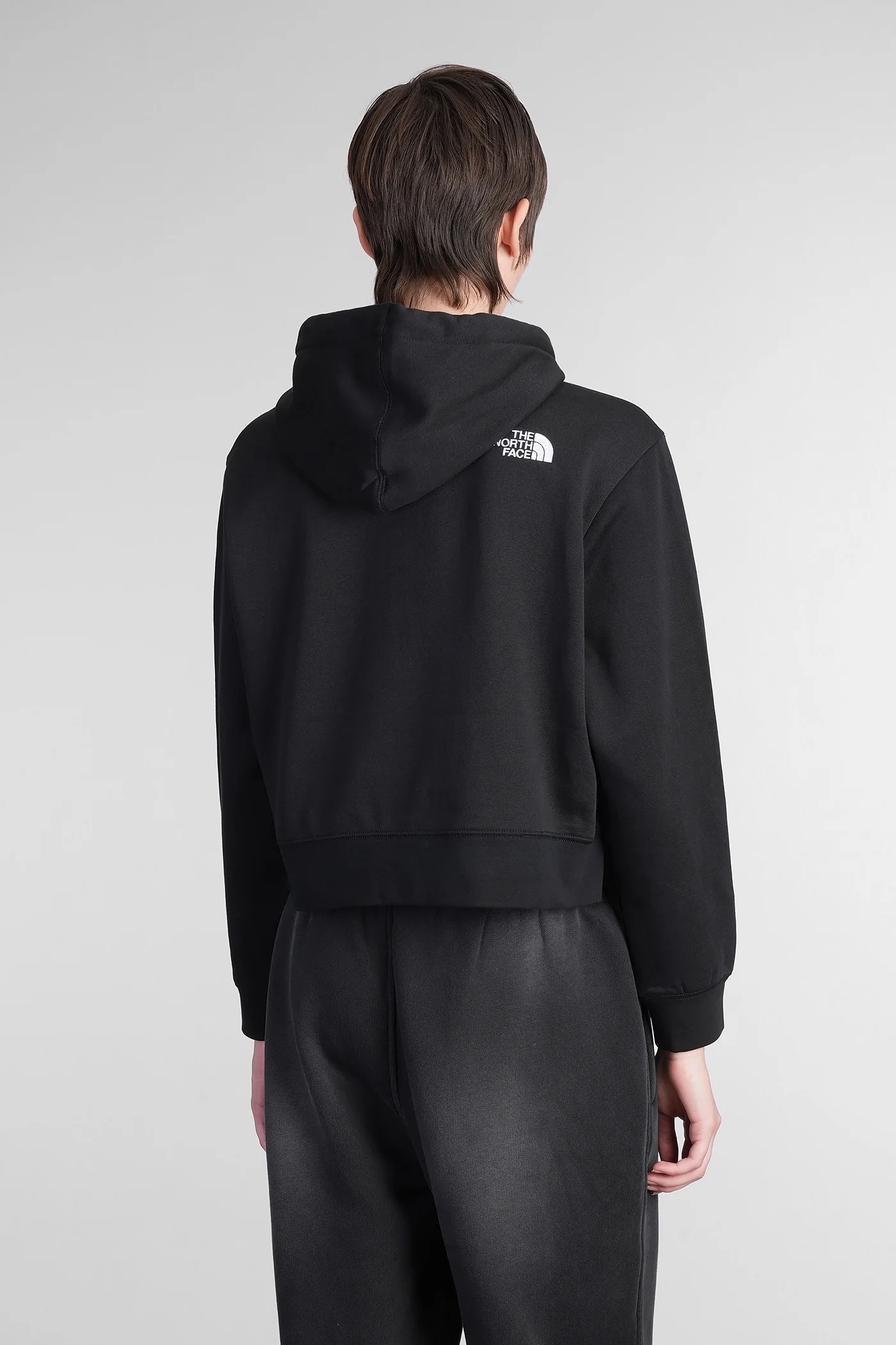 Essential Crop Hoodi Sweatshirt in black cotton - Image 3