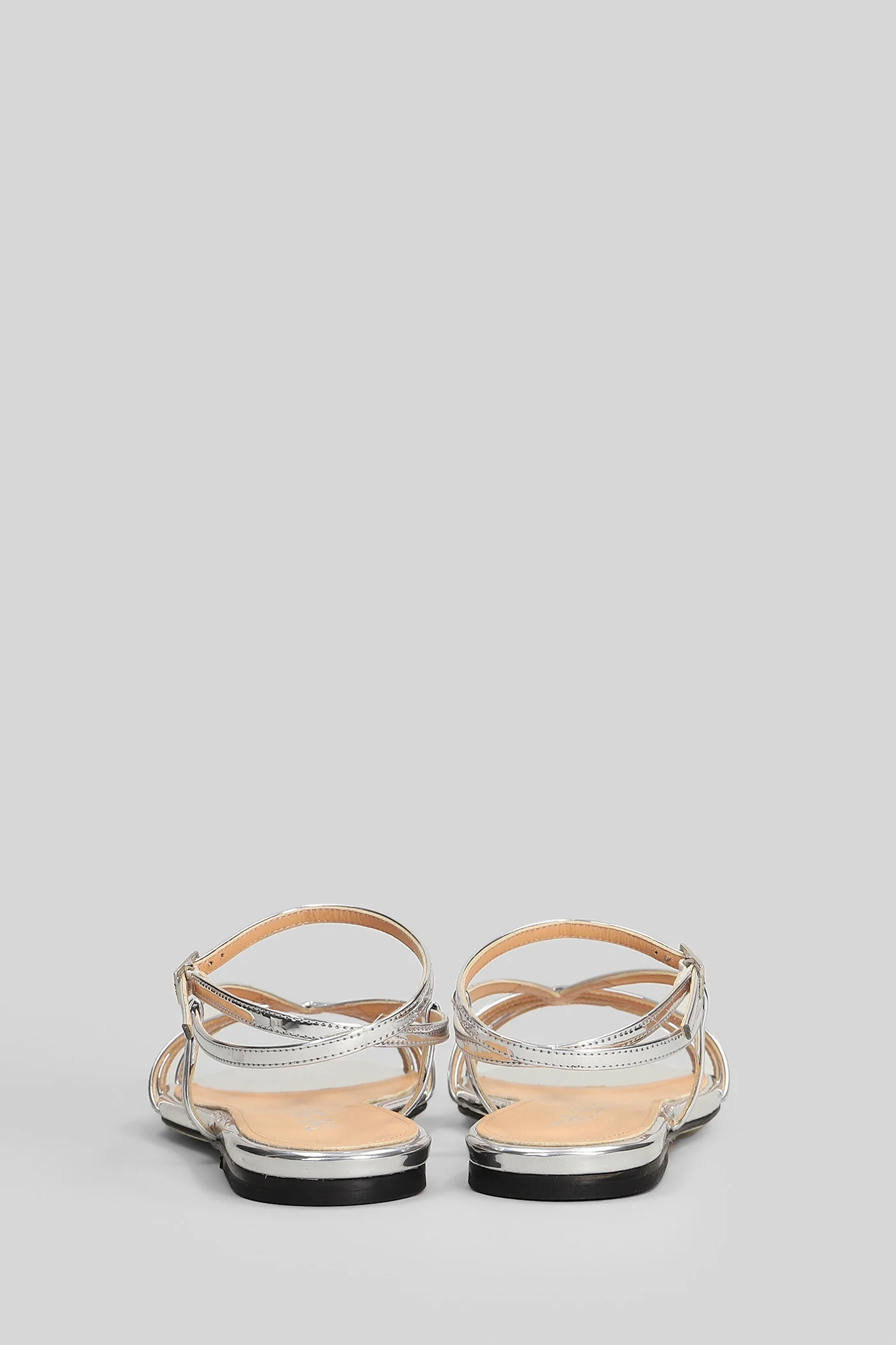 Flat sandal-slipper in silver leather - Image 4