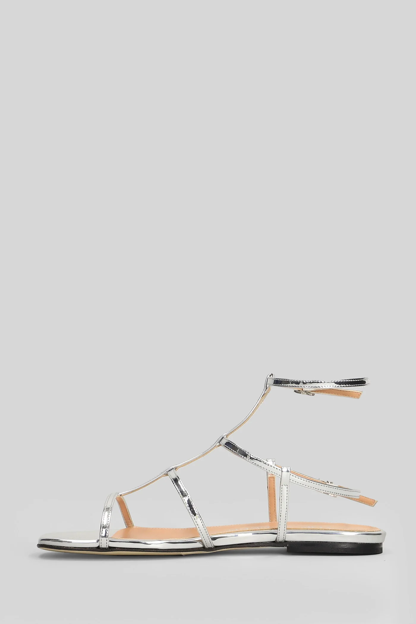 Flat sandal-slipper in silver leather - Image 3