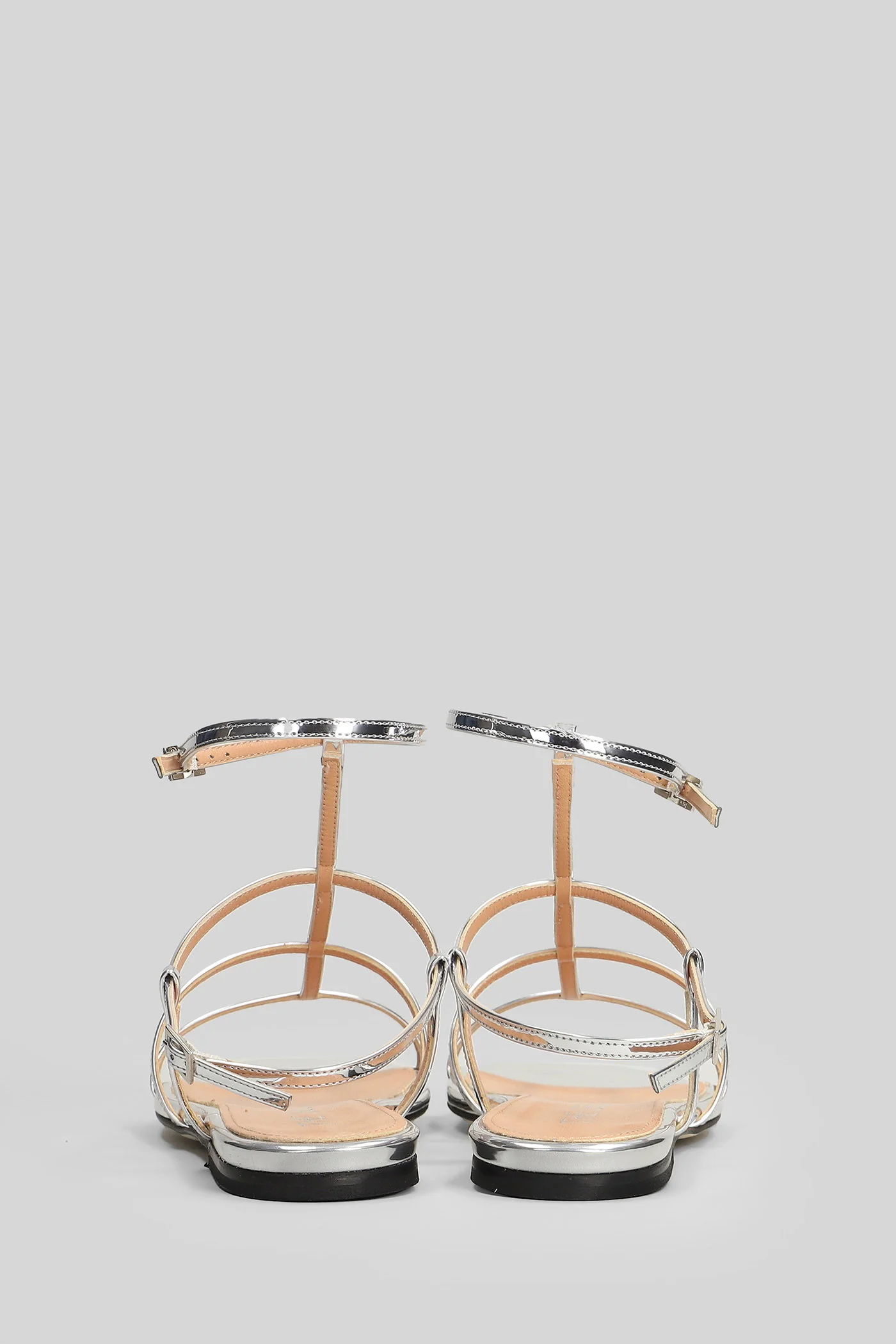 Flat sandal-slipper in silver leather - Image 4