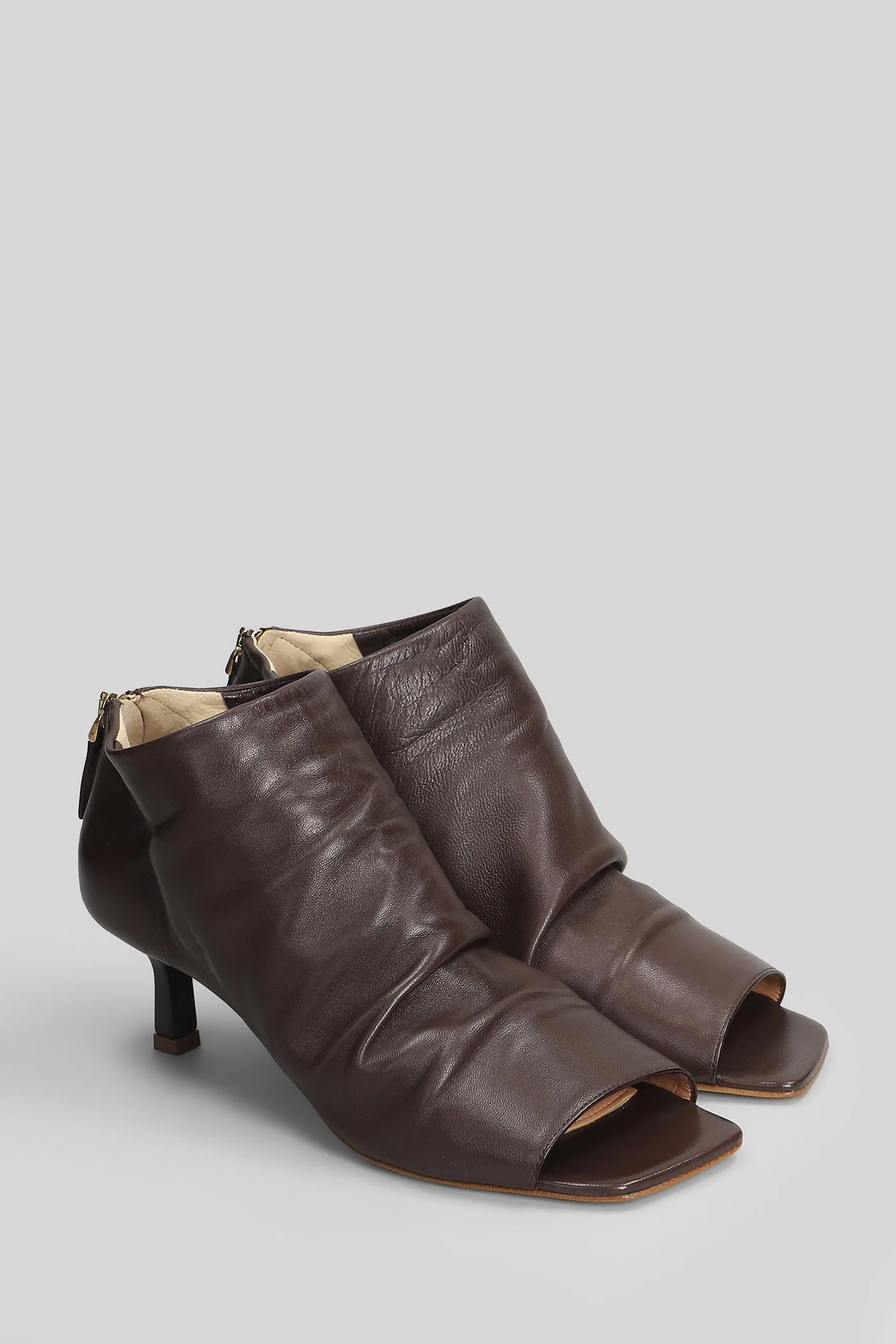 High heels Ankle boots in brown leather - Image 2
