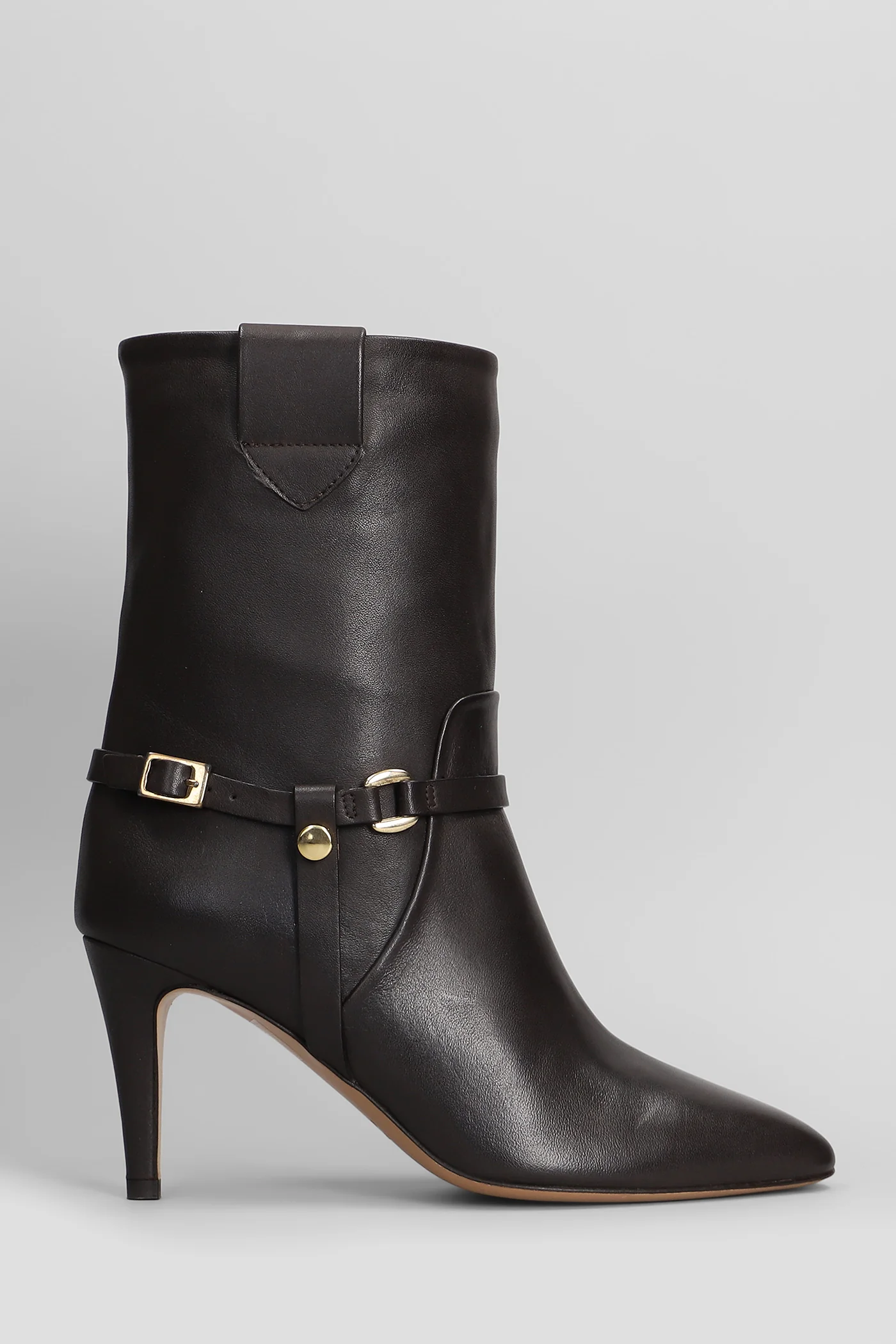 High heels Ankle boots in dark brown leather