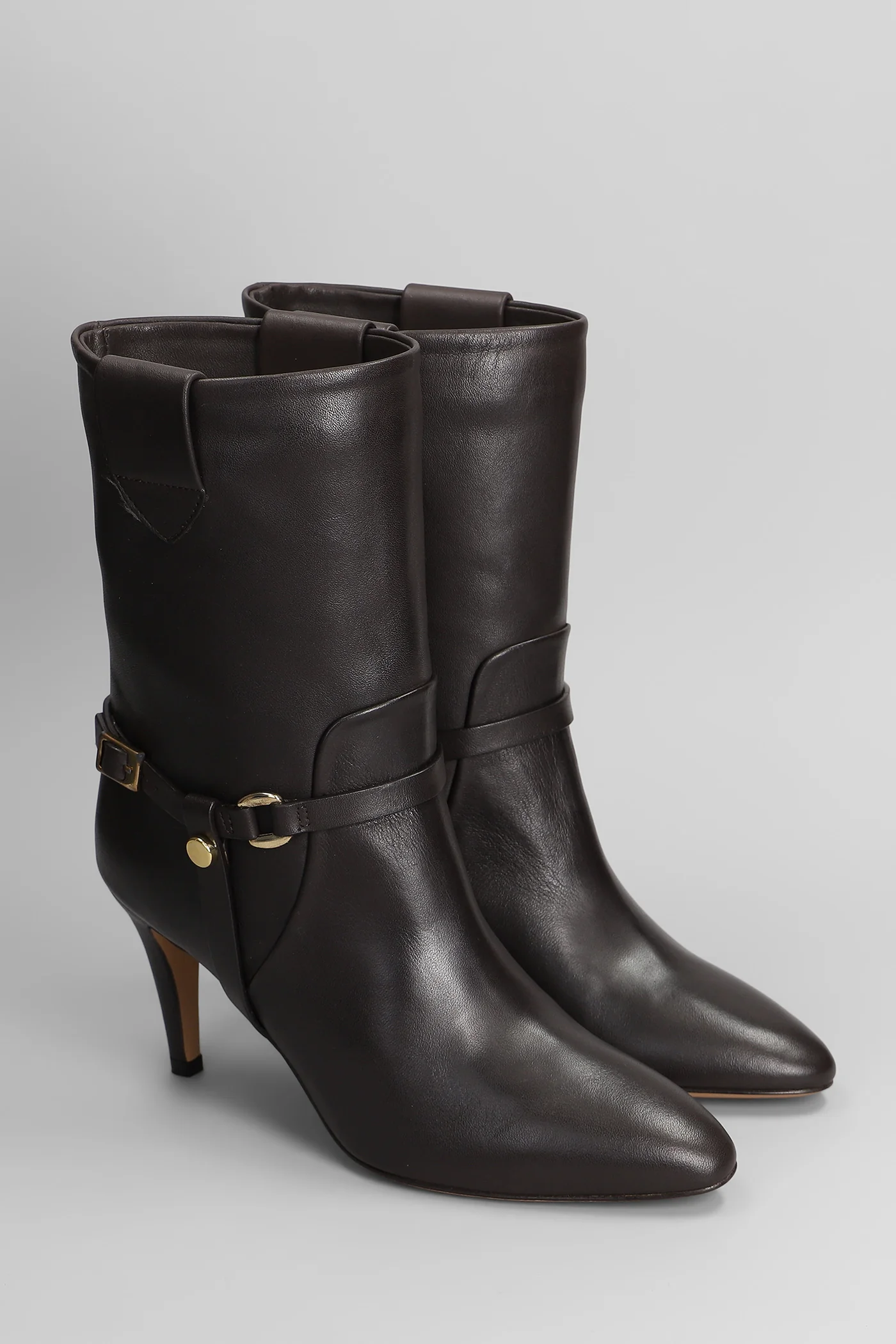 High heels Ankle boots in dark brown leather - Image 2