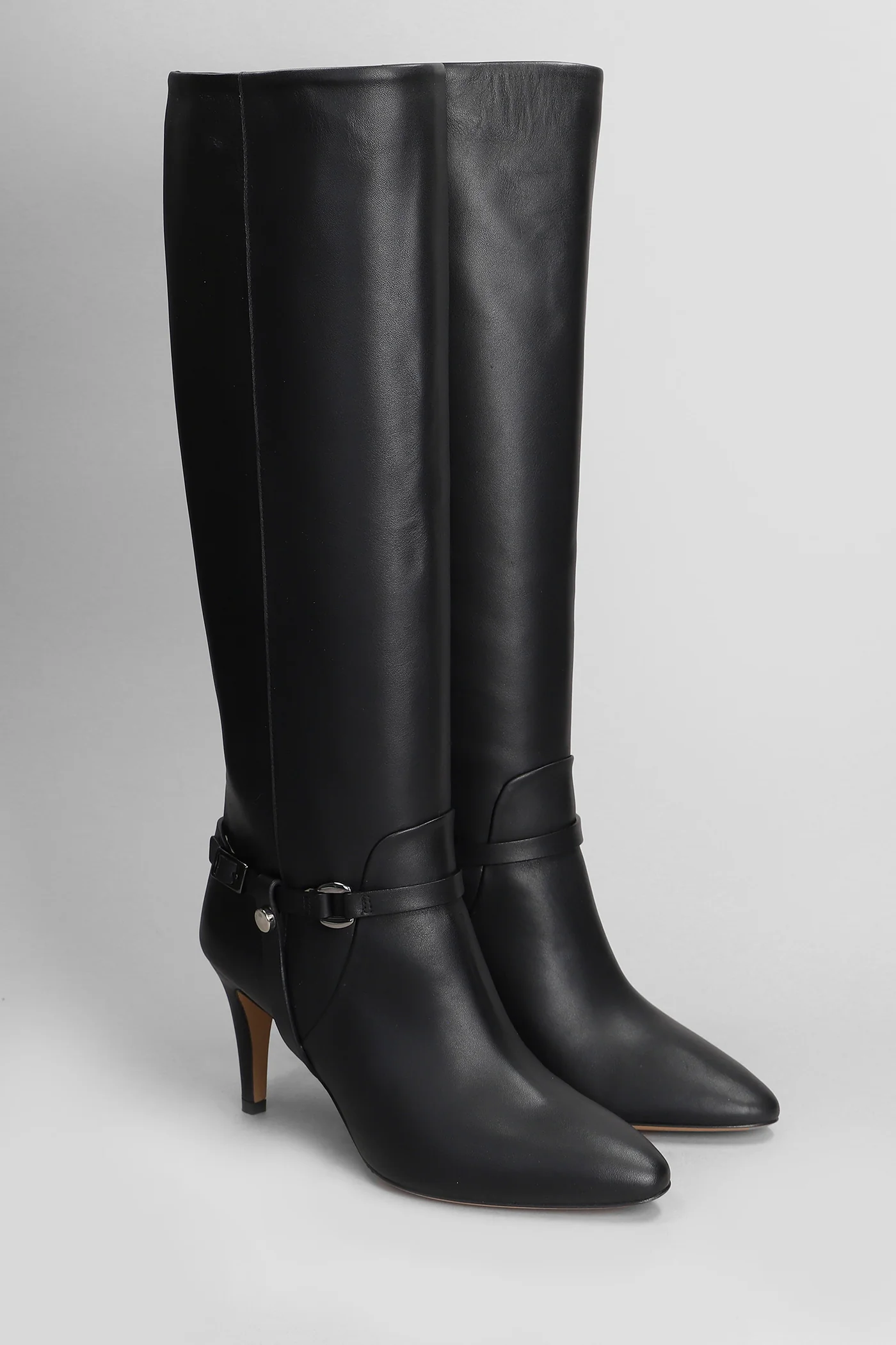 High heels boots in black leather - Image 2