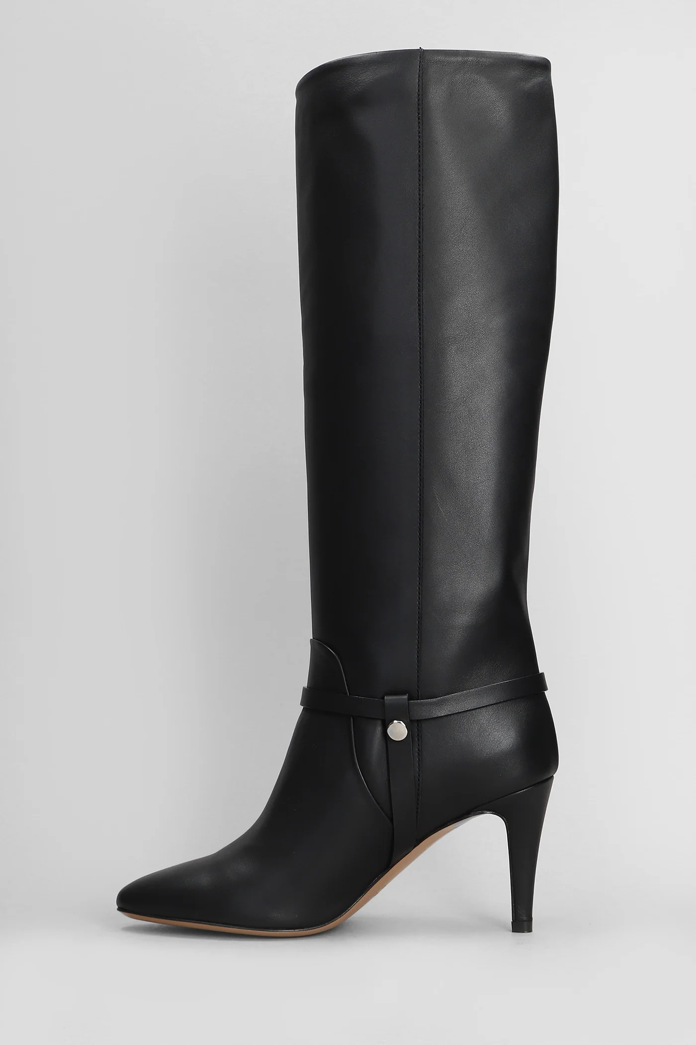 High heels boots in black leather - Image 3