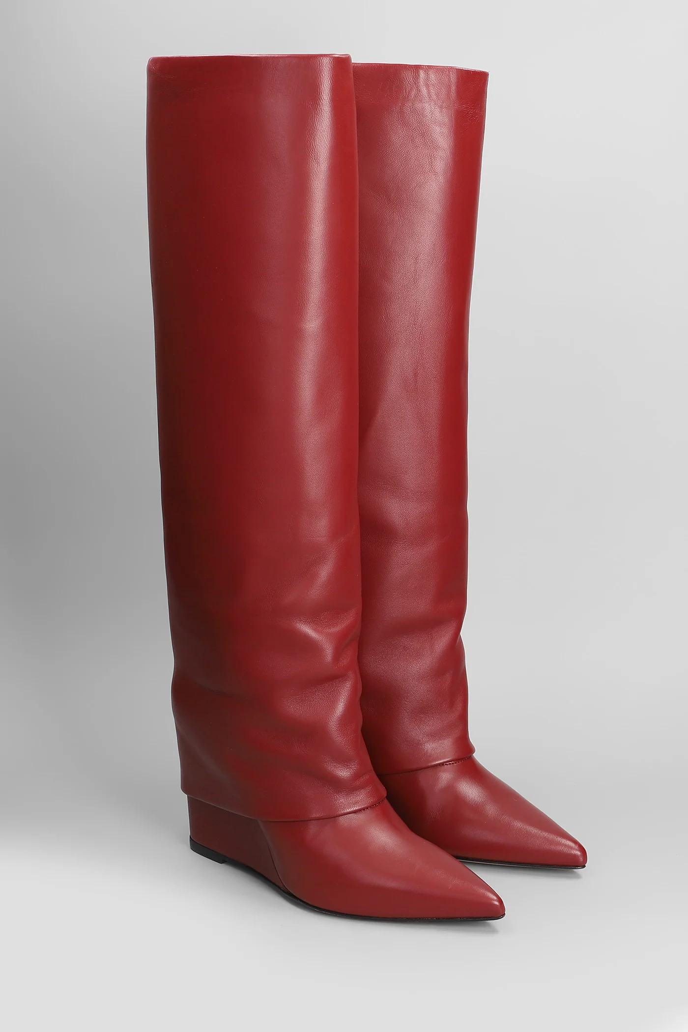 High heels boots in bordeaux leather - Image 2