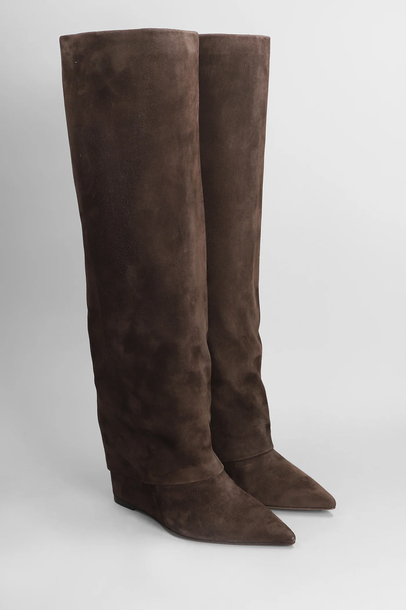High heels boots in dark brown suede - Image 2