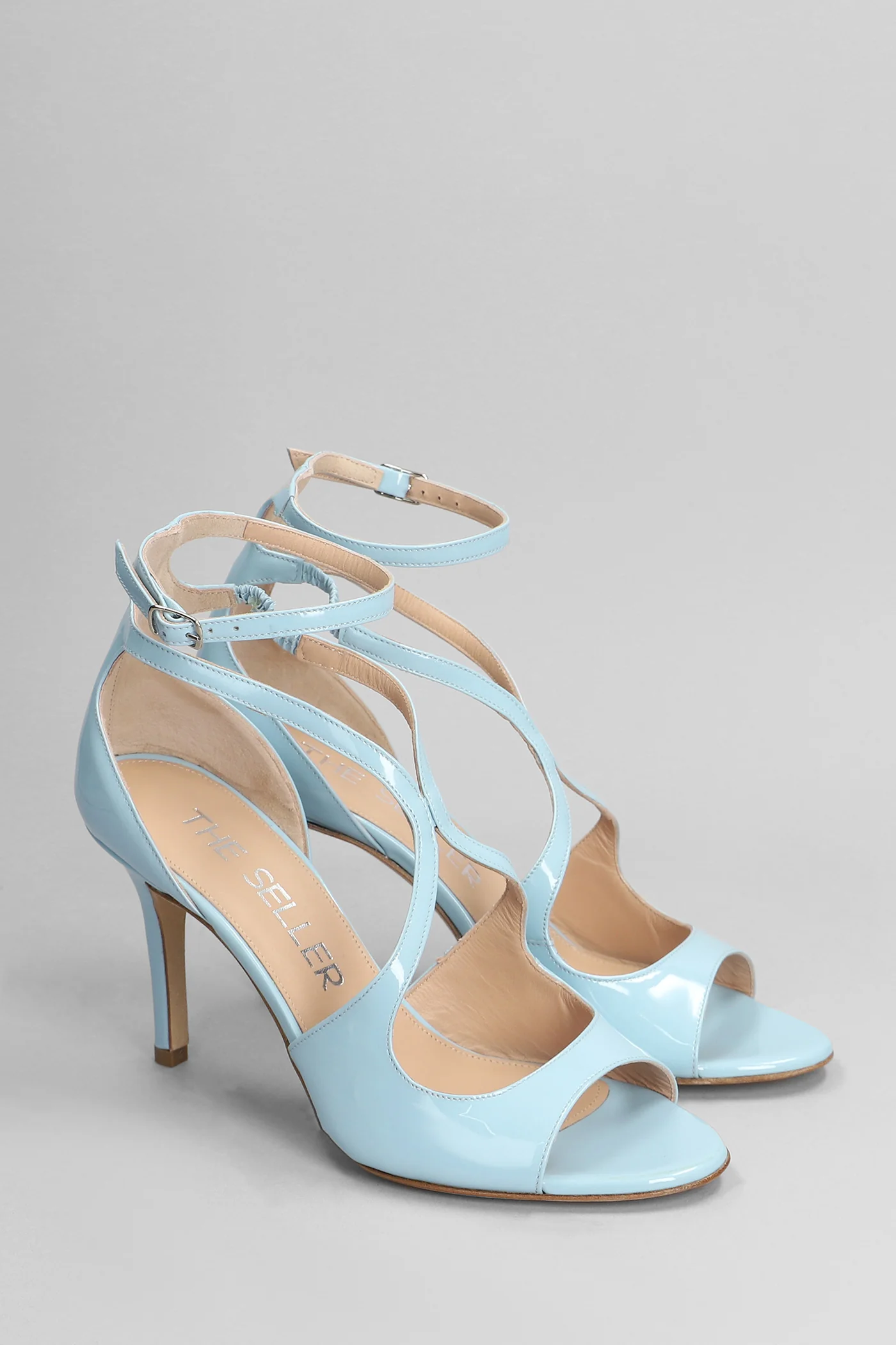 Sandals in cyan patent leather - Image 2