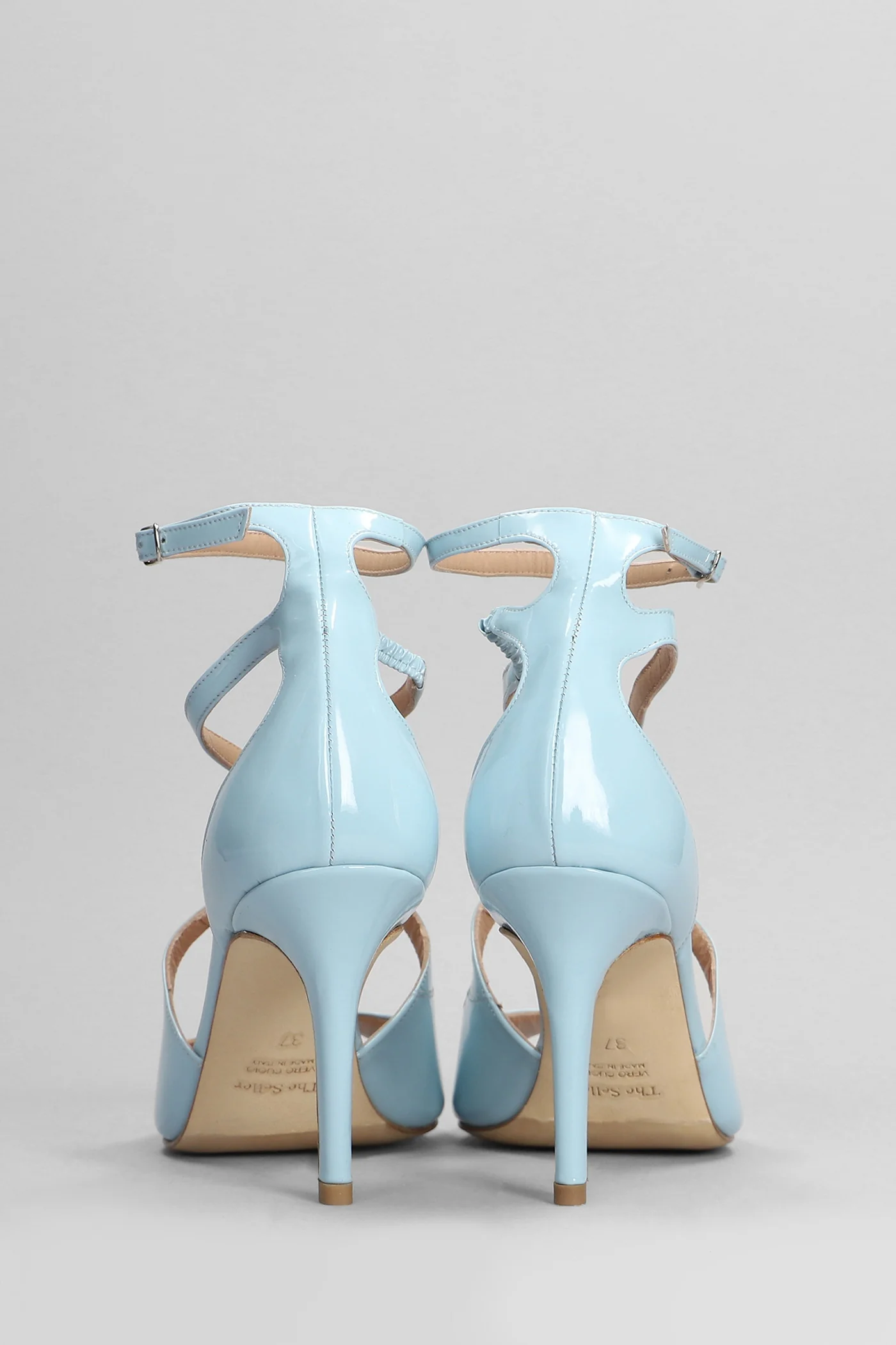 Sandals in cyan patent leather - Image 4