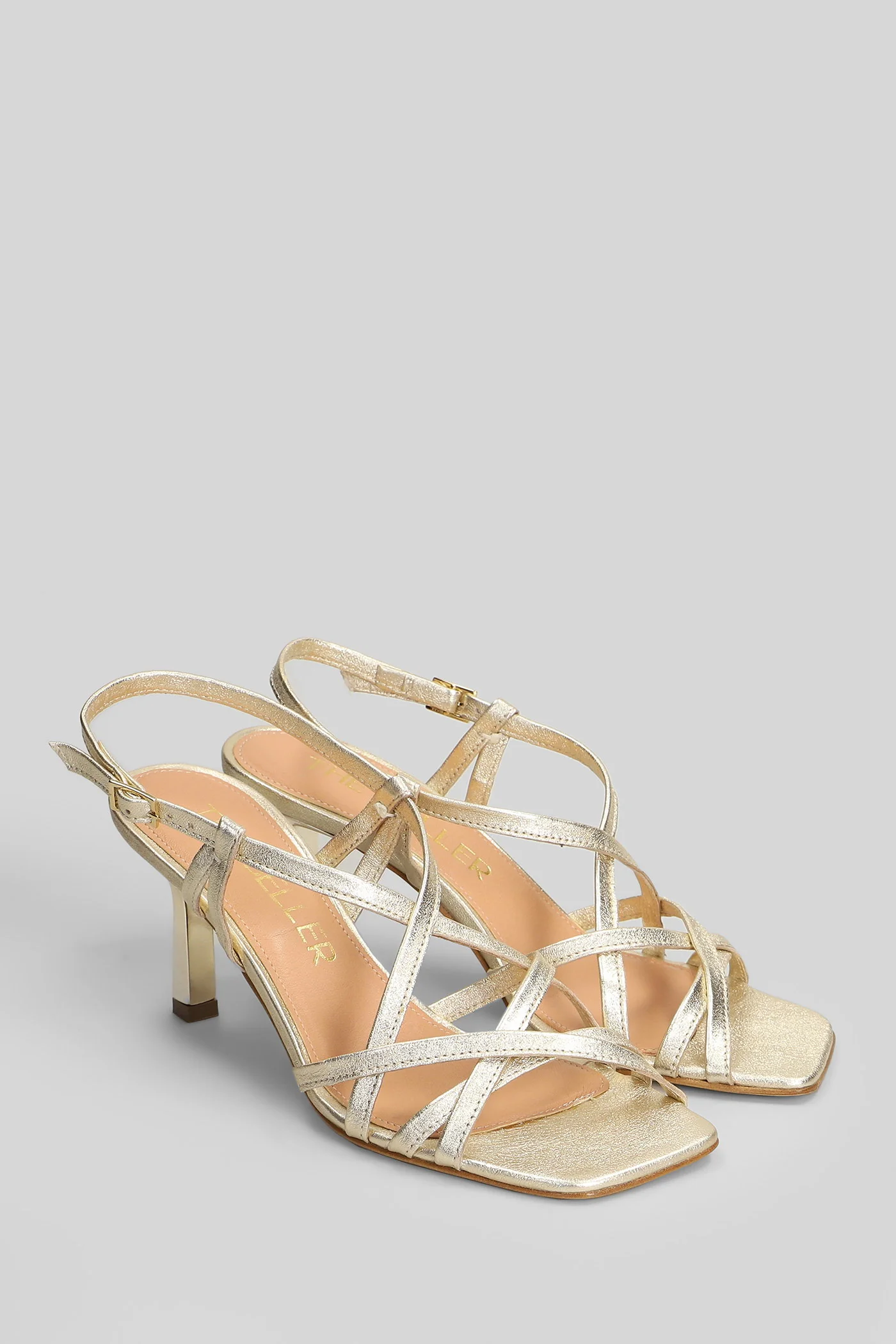 Sandals in platinum leather - Image 2