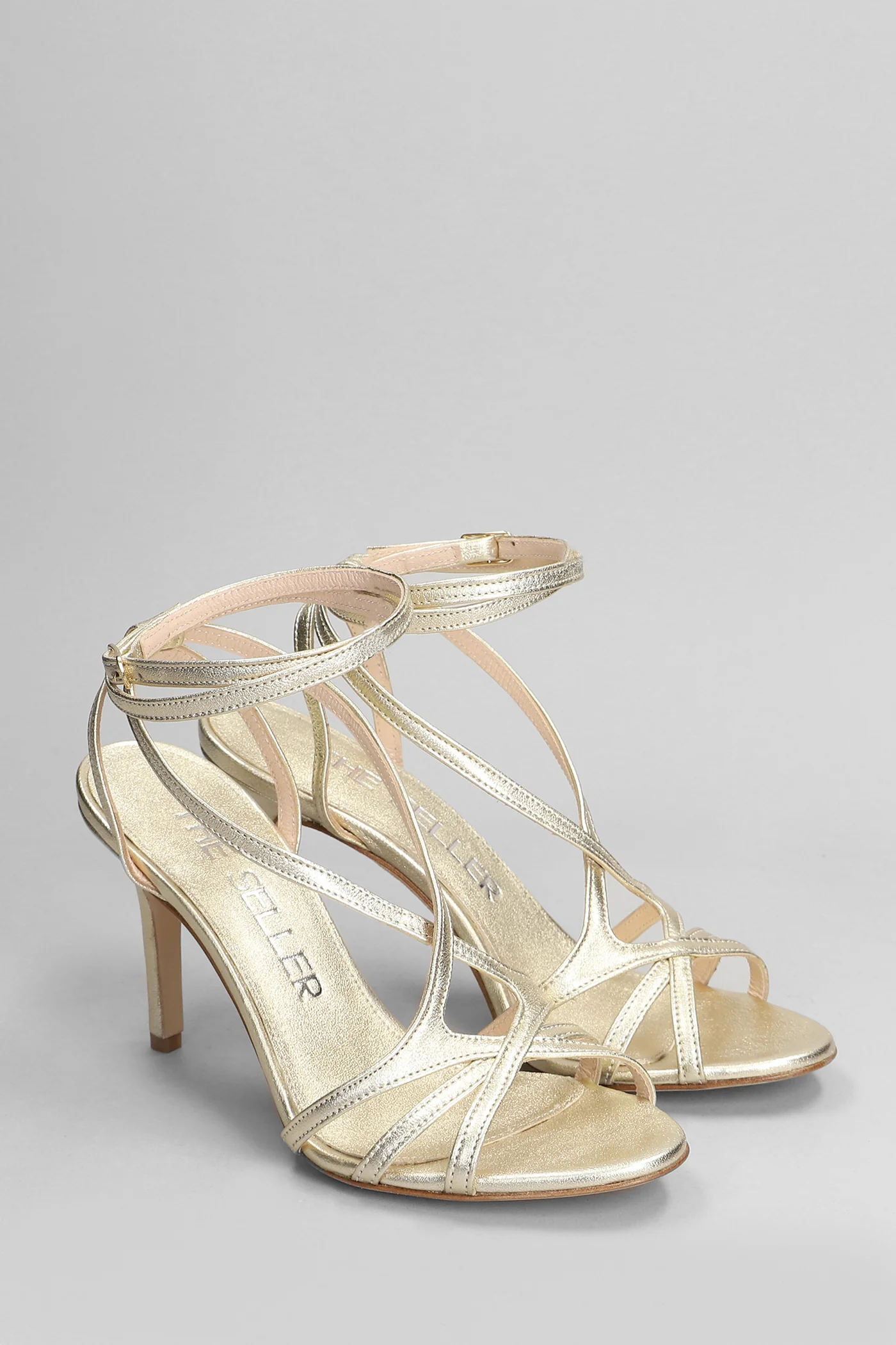 Sandals in platinum leather - Image 2
