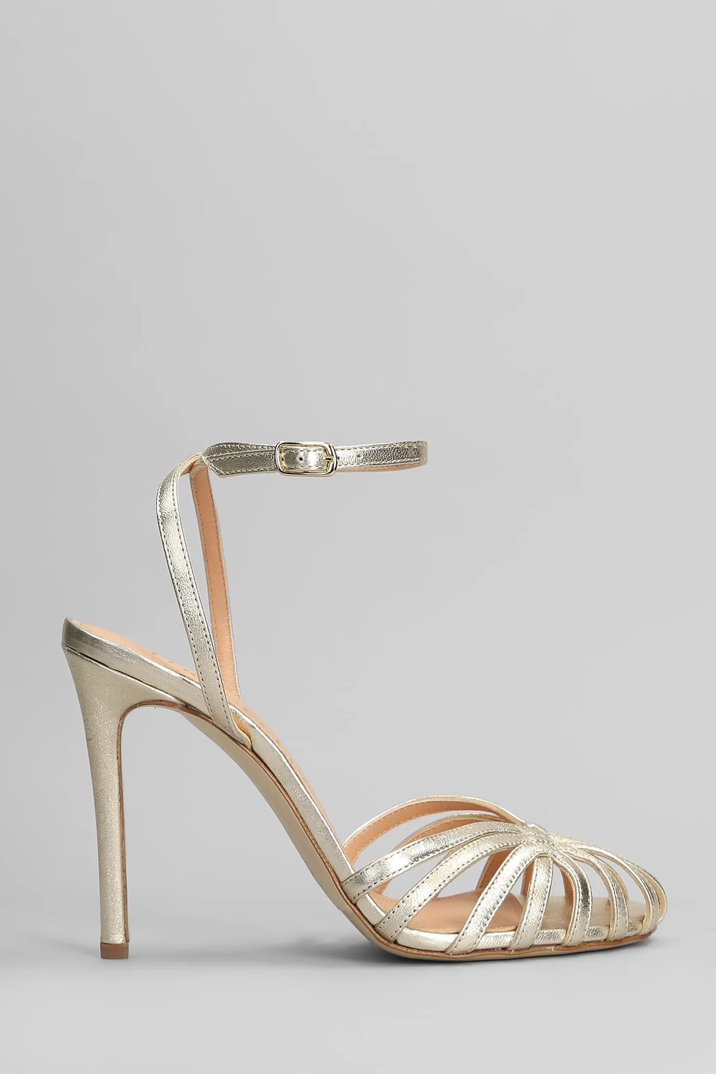 Sandals in platinum leather