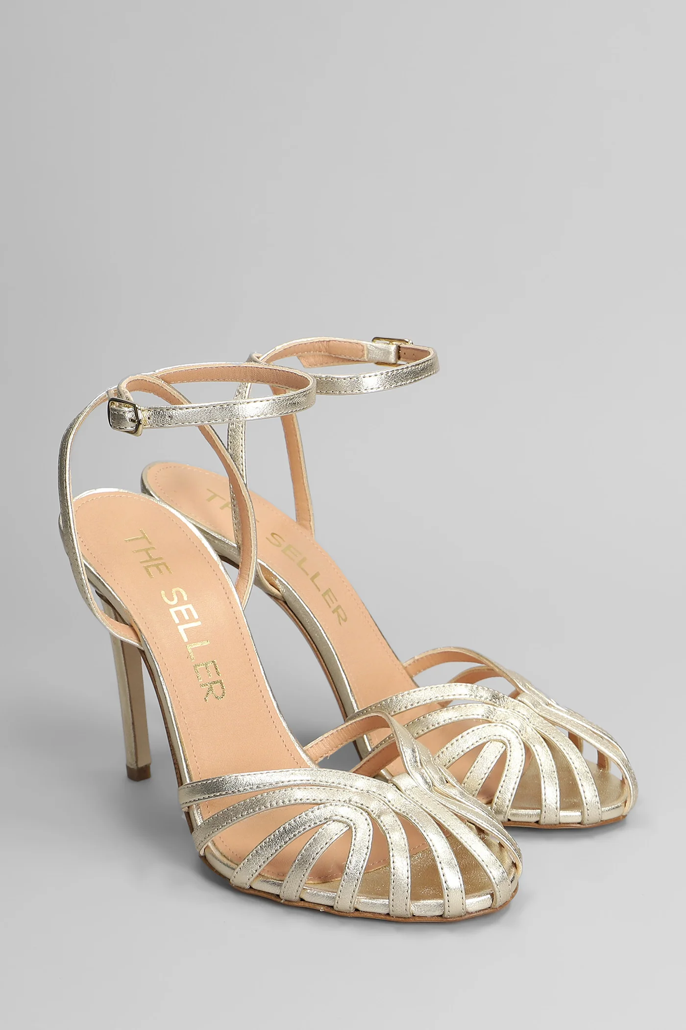 Sandals in platinum leather - Image 2