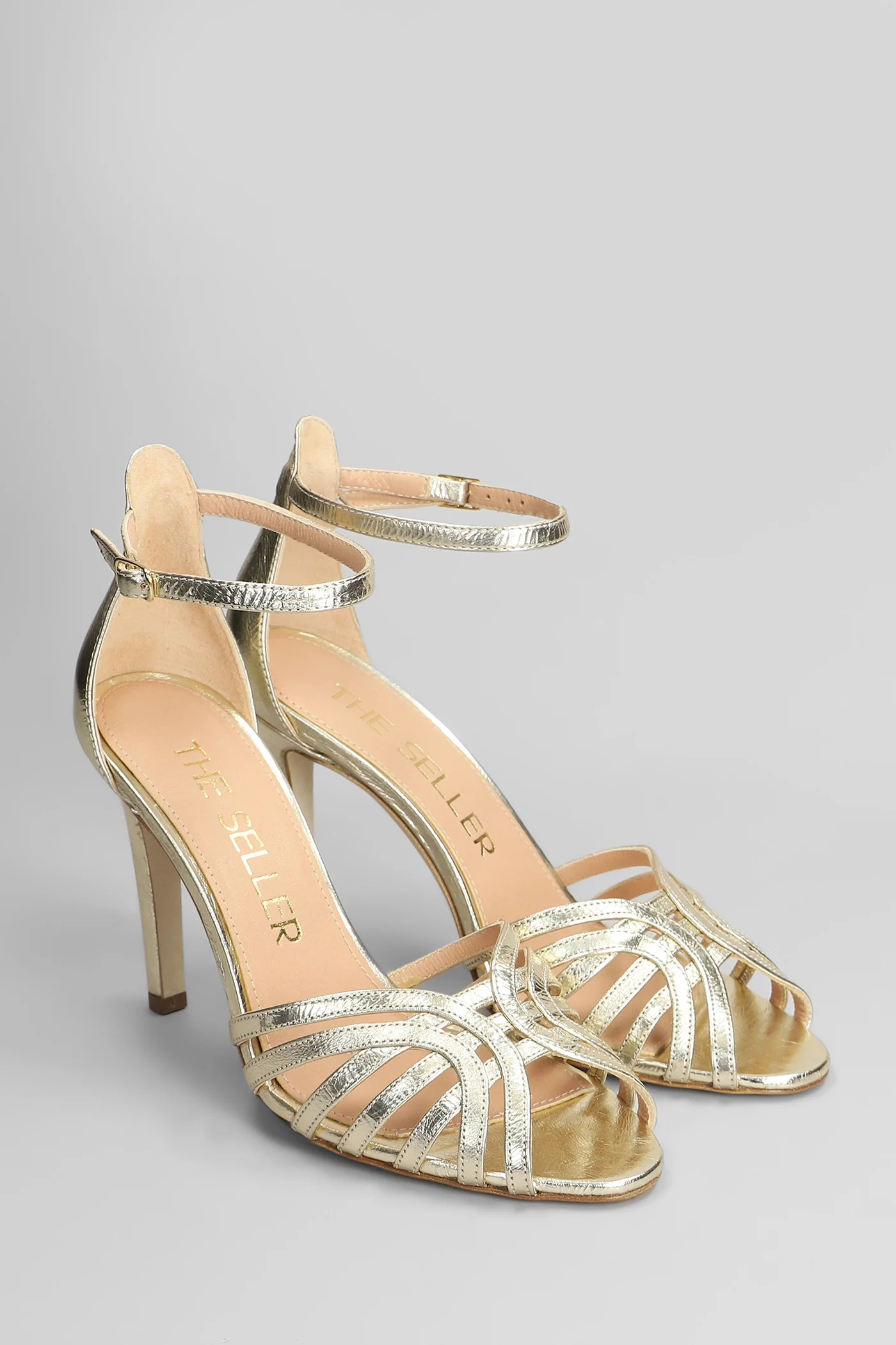 Sandals in platinum leather - Image 2