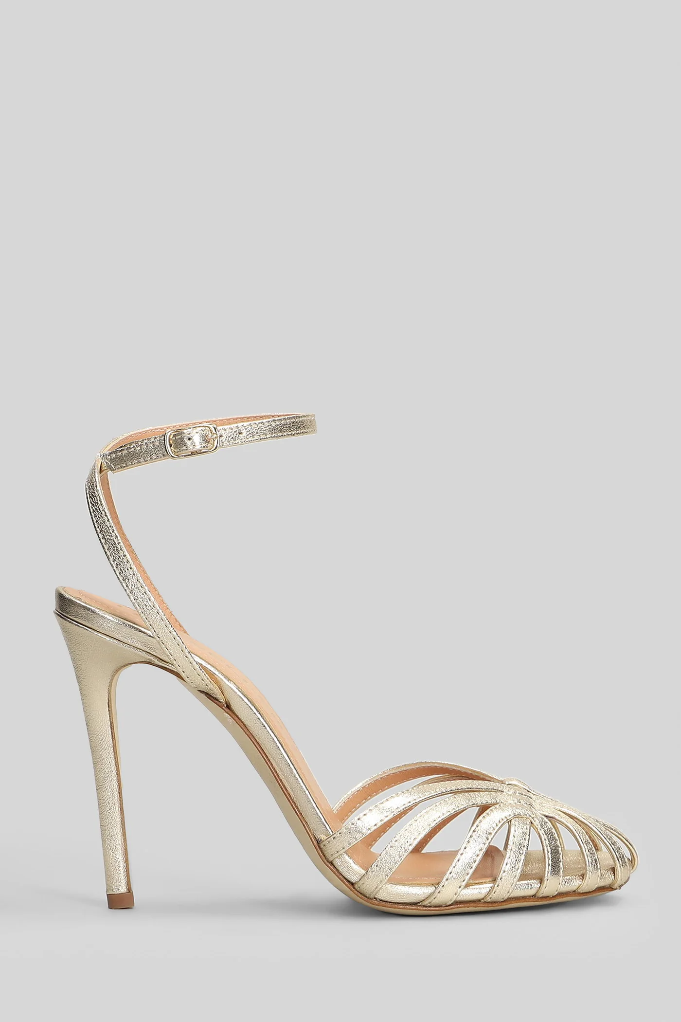 Sandals in platinum leather