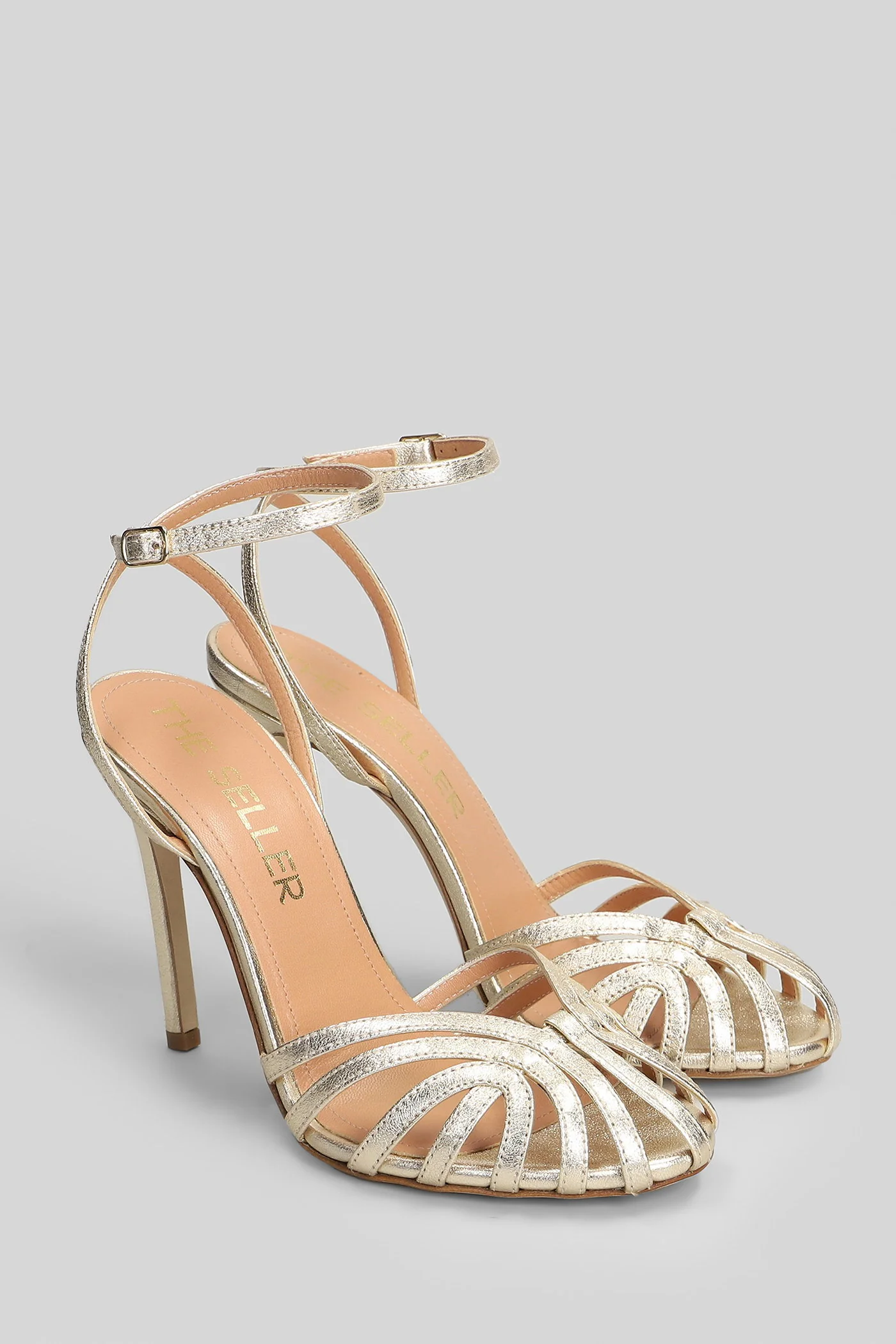 Sandals in platinum leather - Image 2