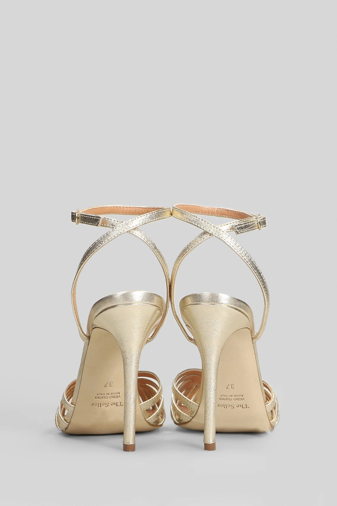 Sandals in platinum leather - Image 4
