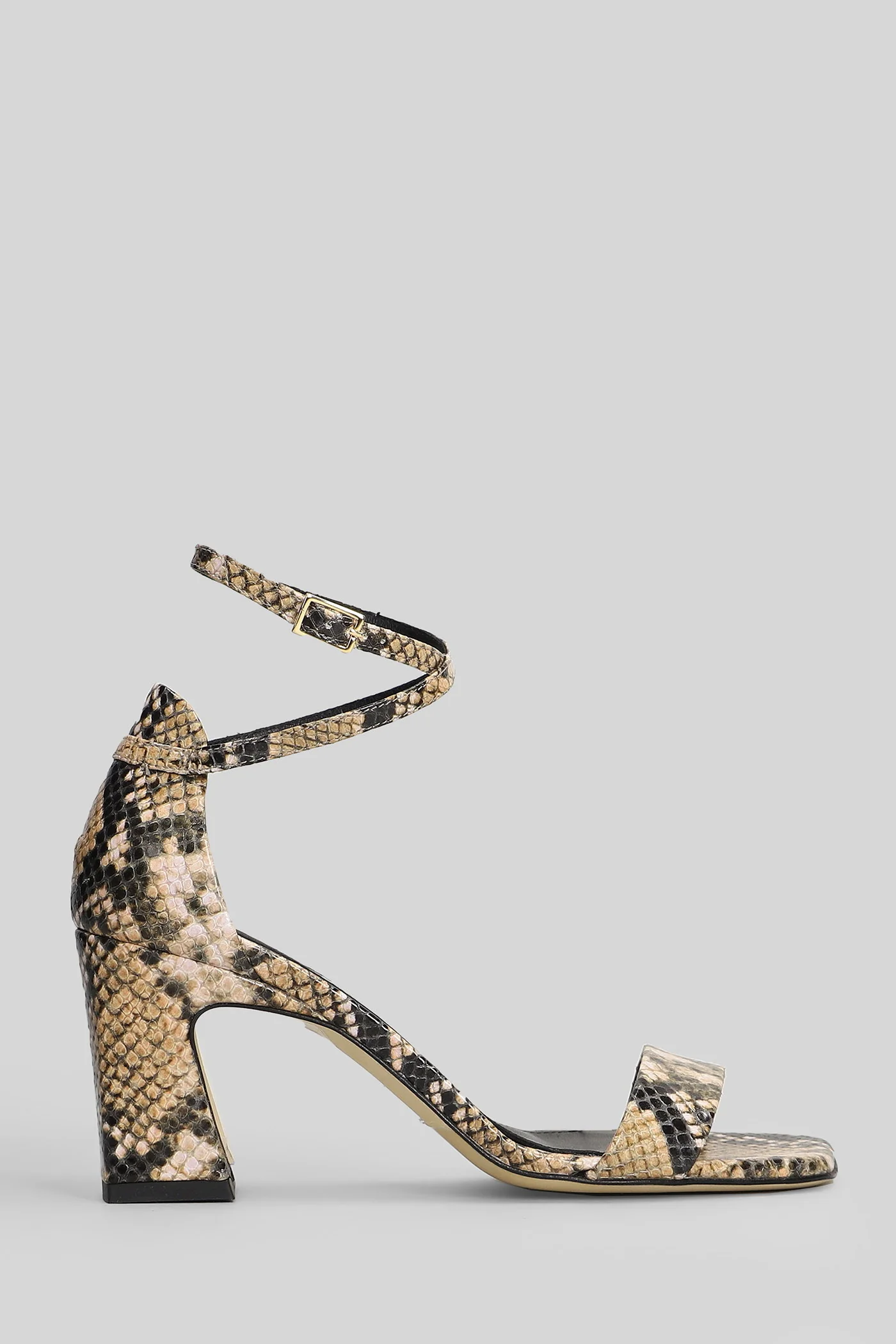 Sandals in python print leather
