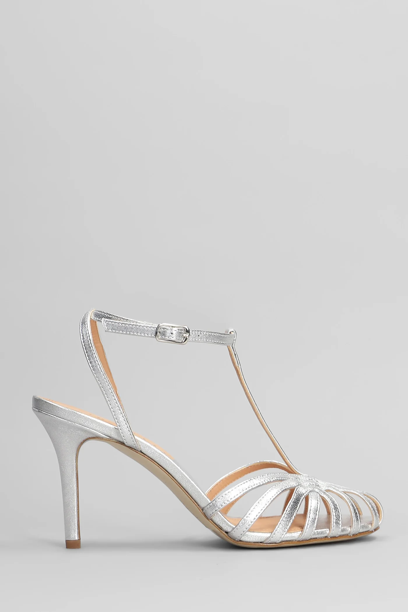 Sandals in silver leather