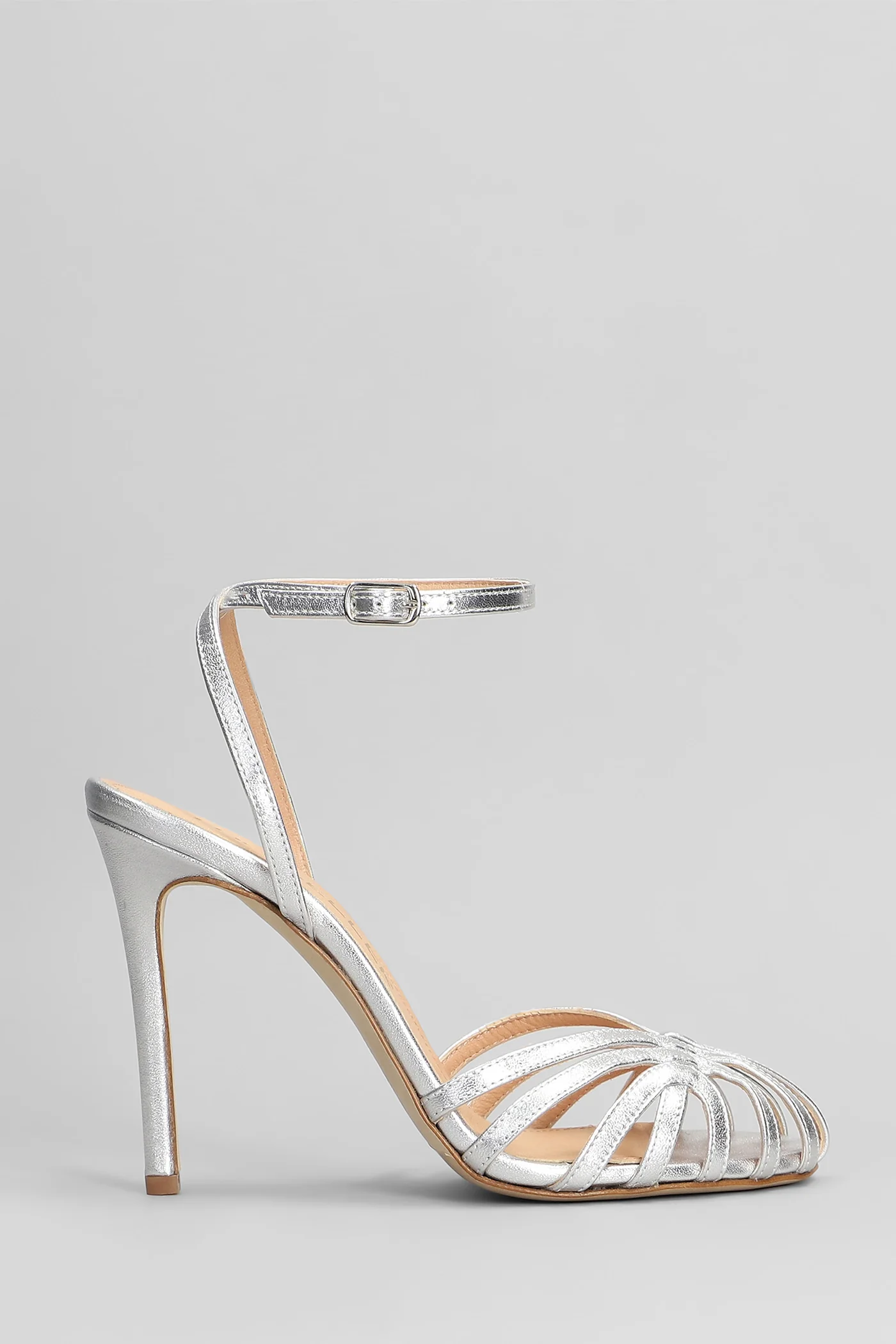 Sandals in silver leather