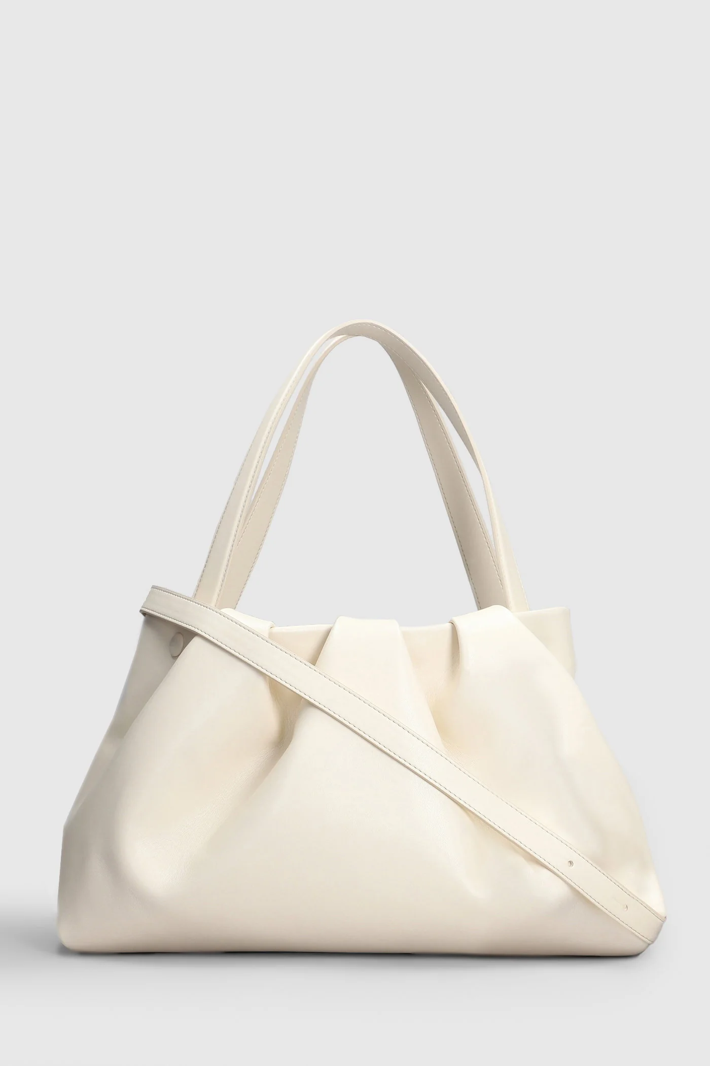 Athena Vegan Fabric Tote in beige faux leather