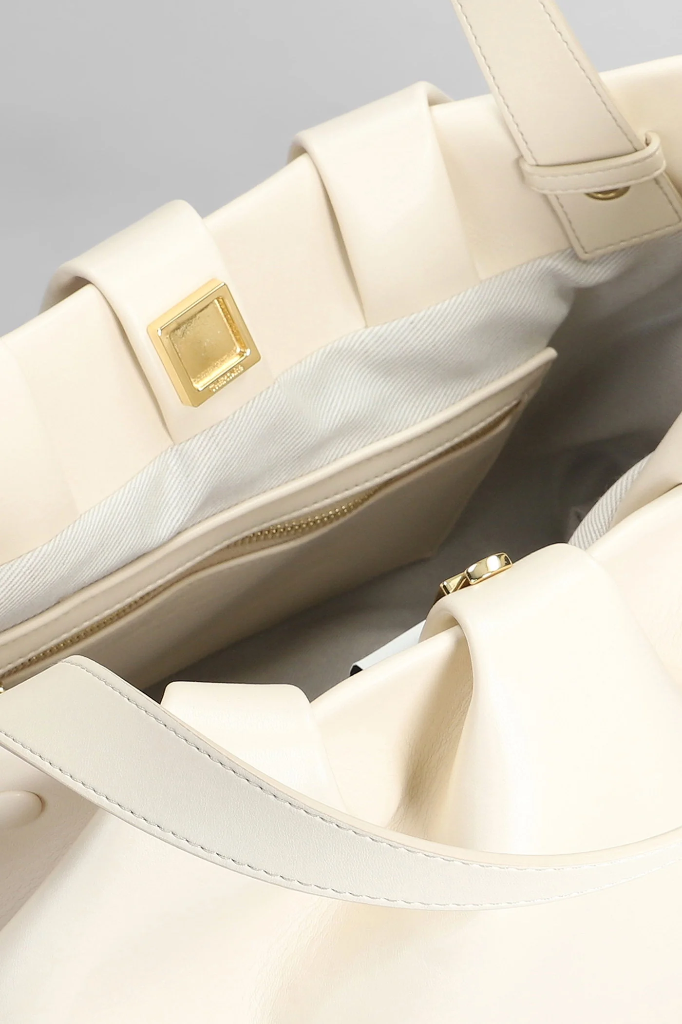 Athena Vegan Fabric Tote in beige faux leather - Image 4