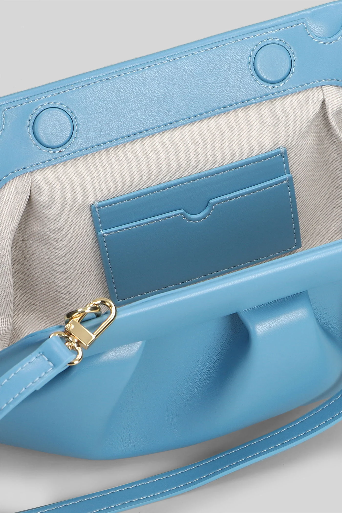Bios Baguette Clutch in cyan faux leather - Image 4
