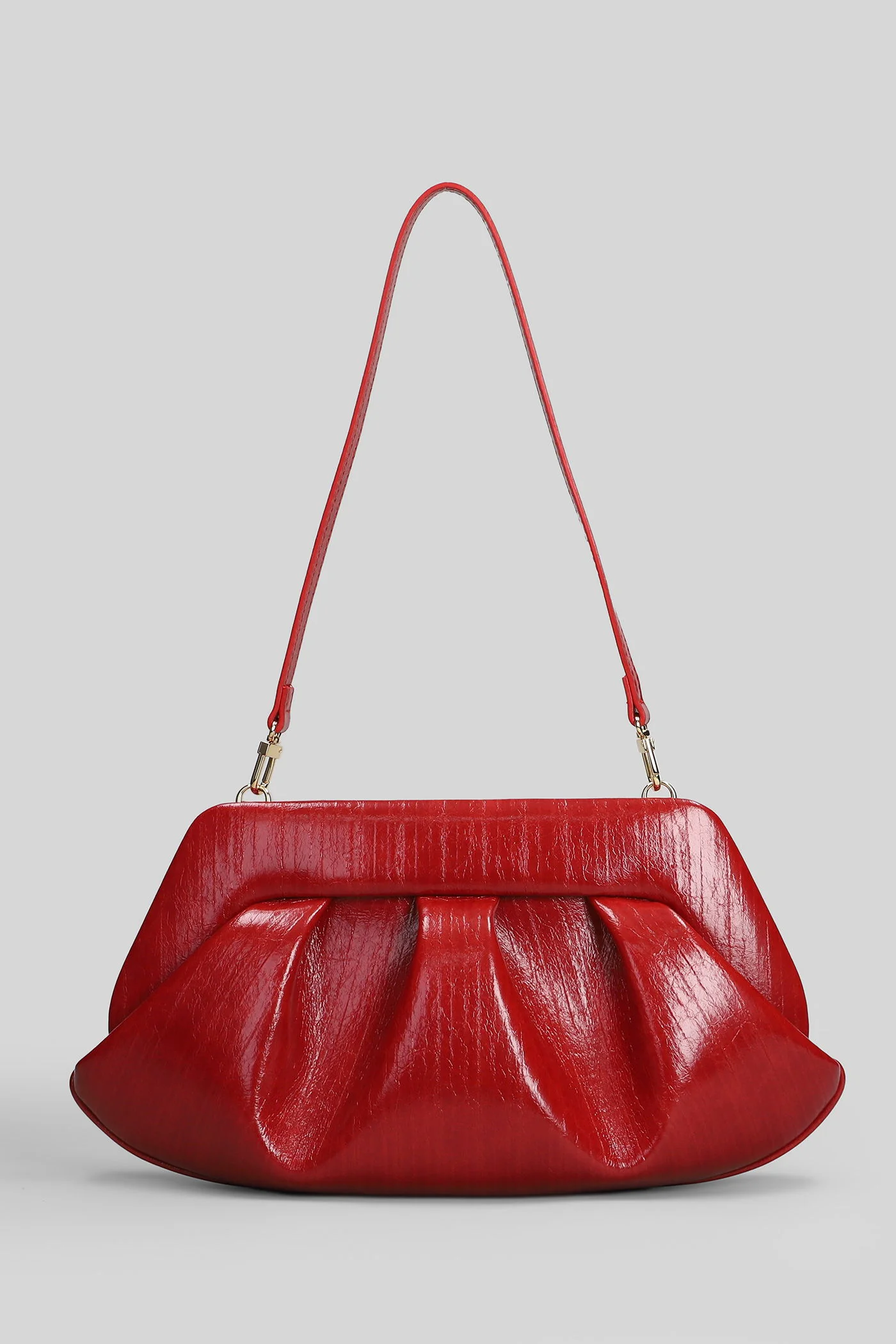 Bios Baguette Rigato Clutch in red faux leather