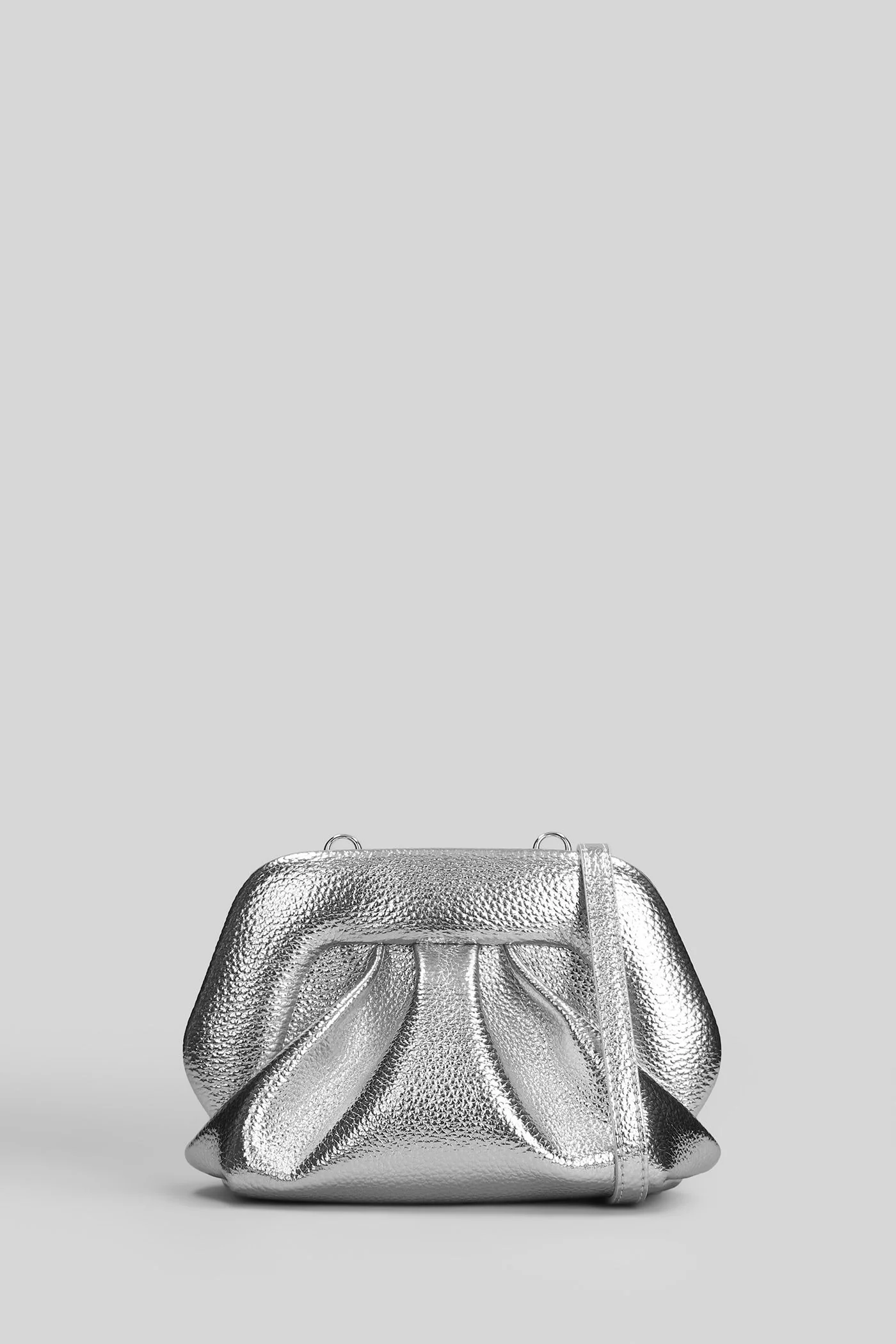Bios Small Bottolato Clutch in silver faux leather
