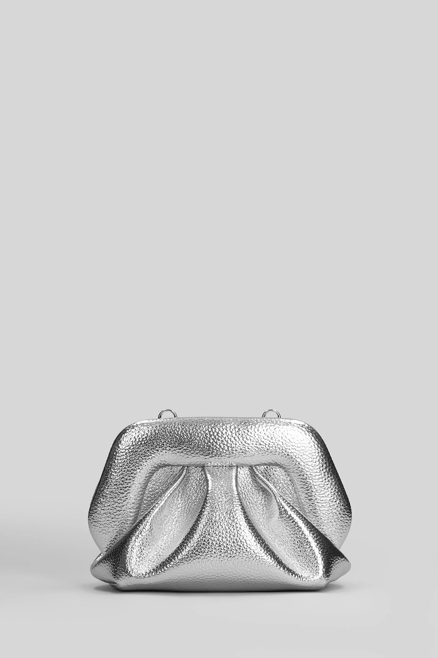 Bios Small Bottolato Clutch in silver faux leather - Image 3