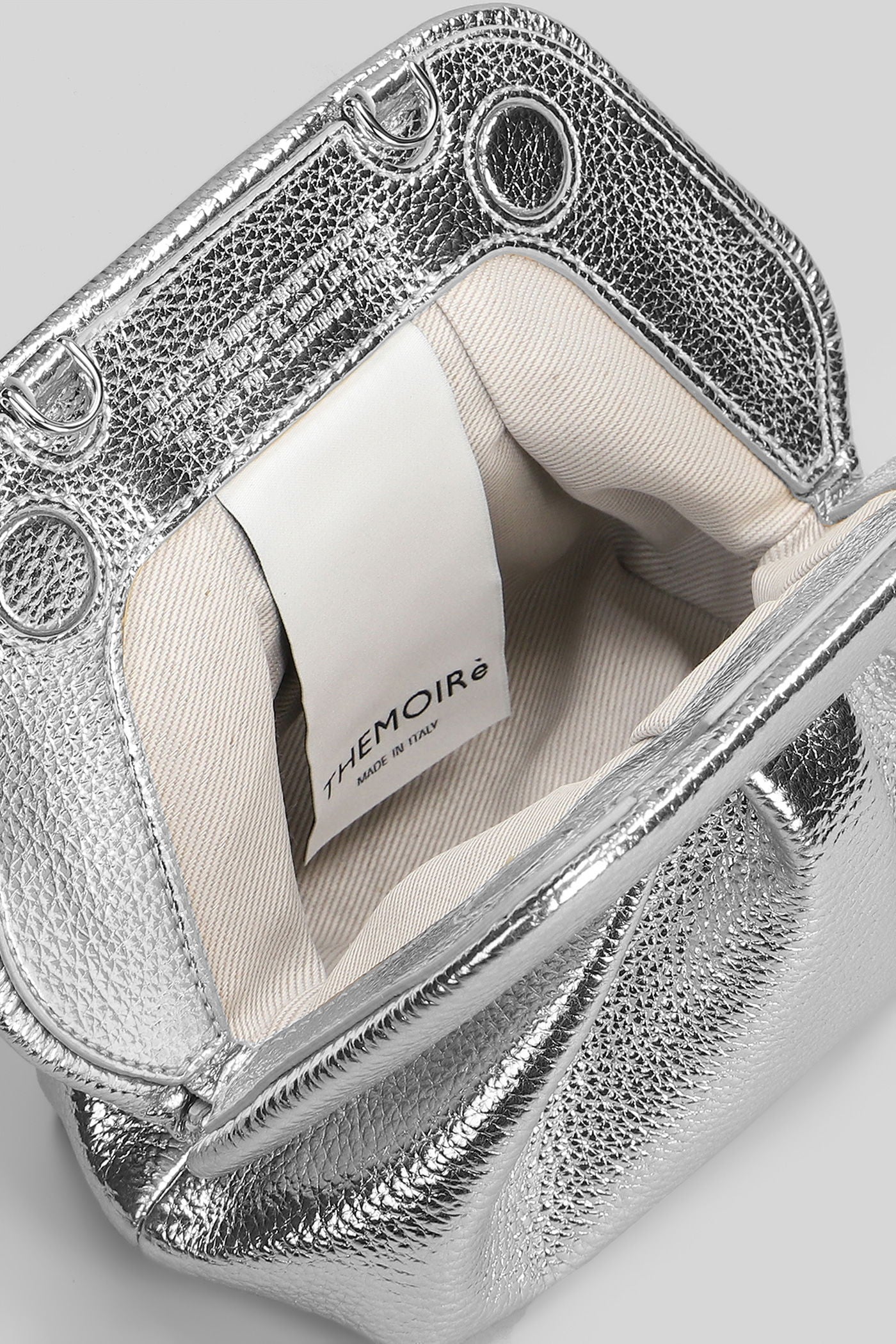 Bios Small Bottolato Clutch in silver faux leather - Image 4