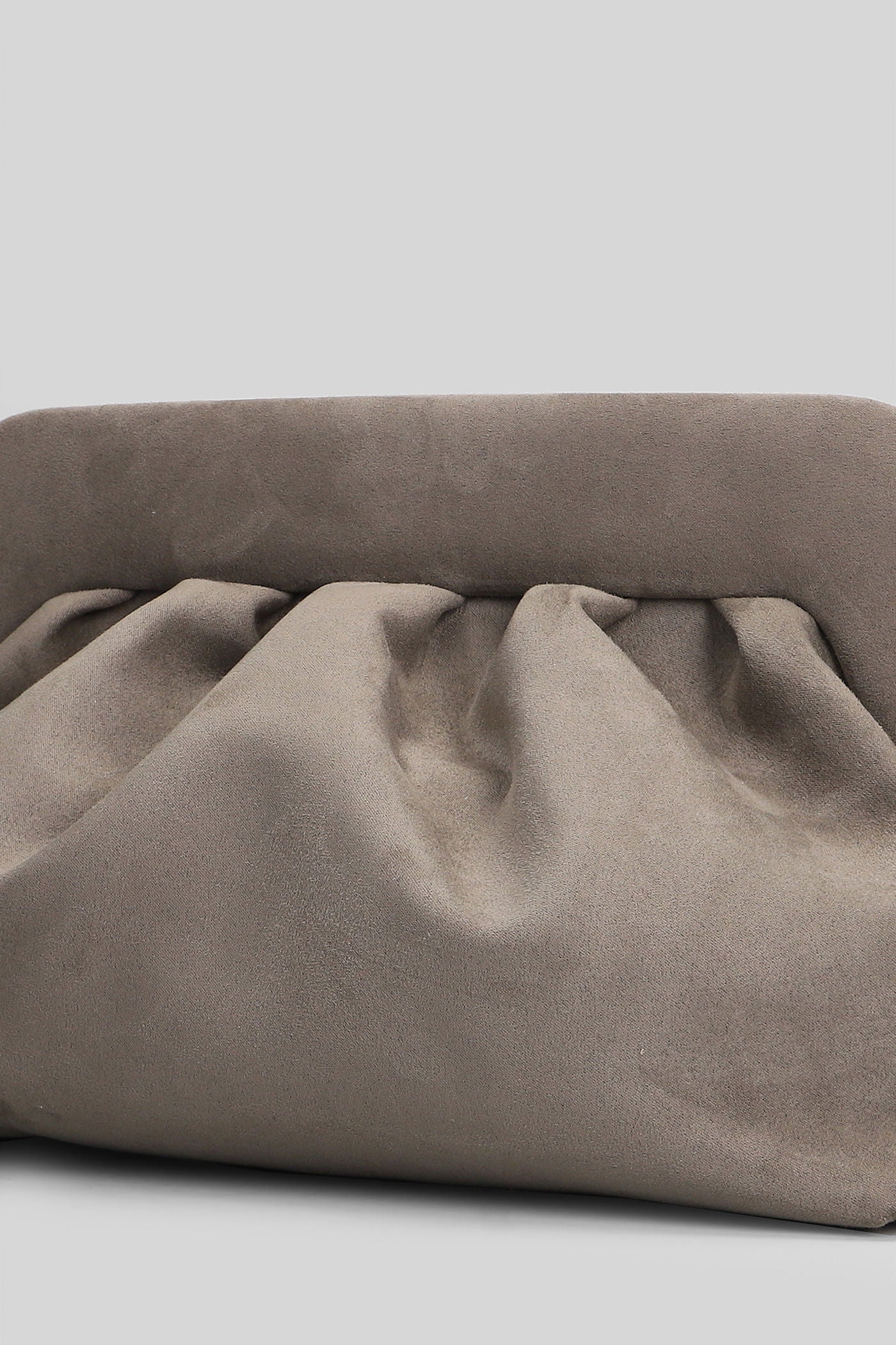 Bios Suede Clutch in taupe suede - Image 4