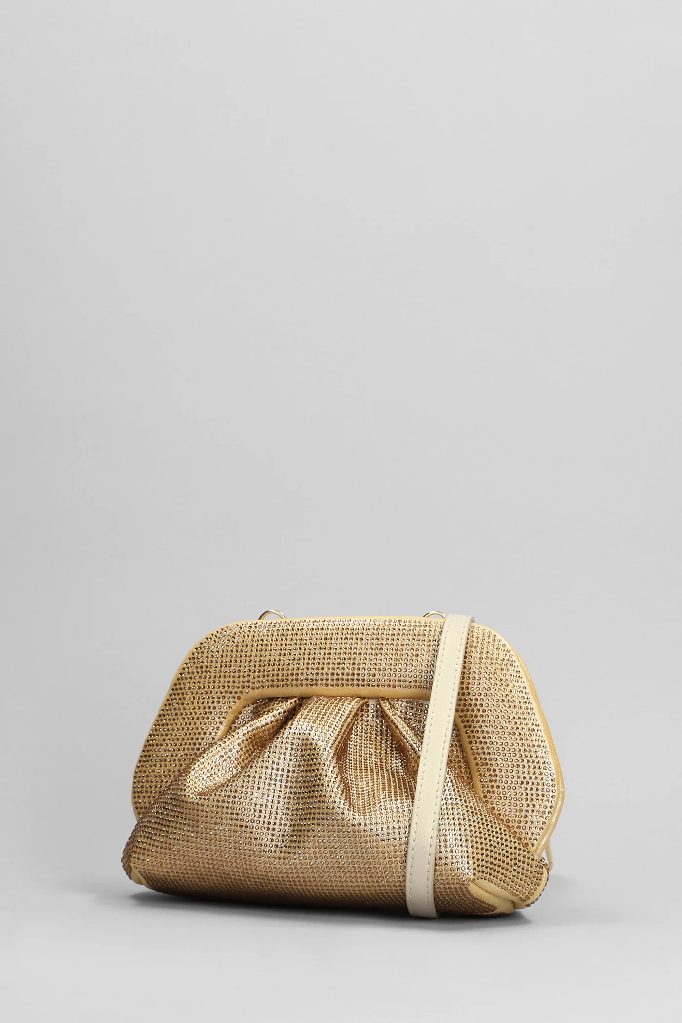 Gea Strass Clutch in gold fabric - Image 2