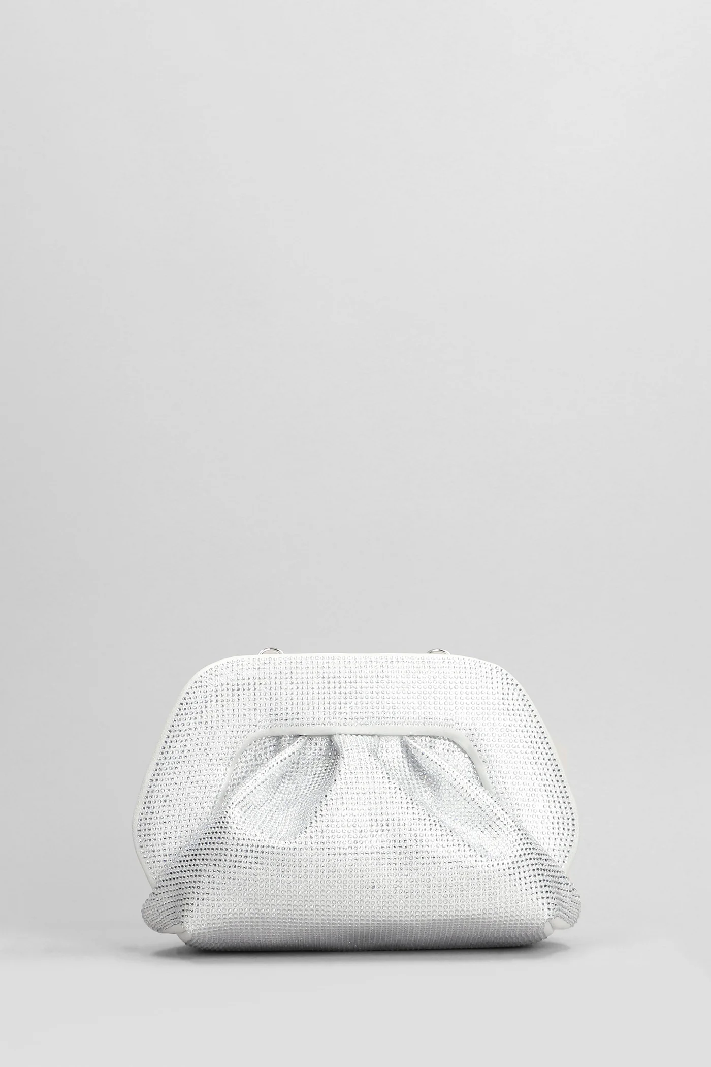 Gea Strass Clutch in silver fabric - Image 3