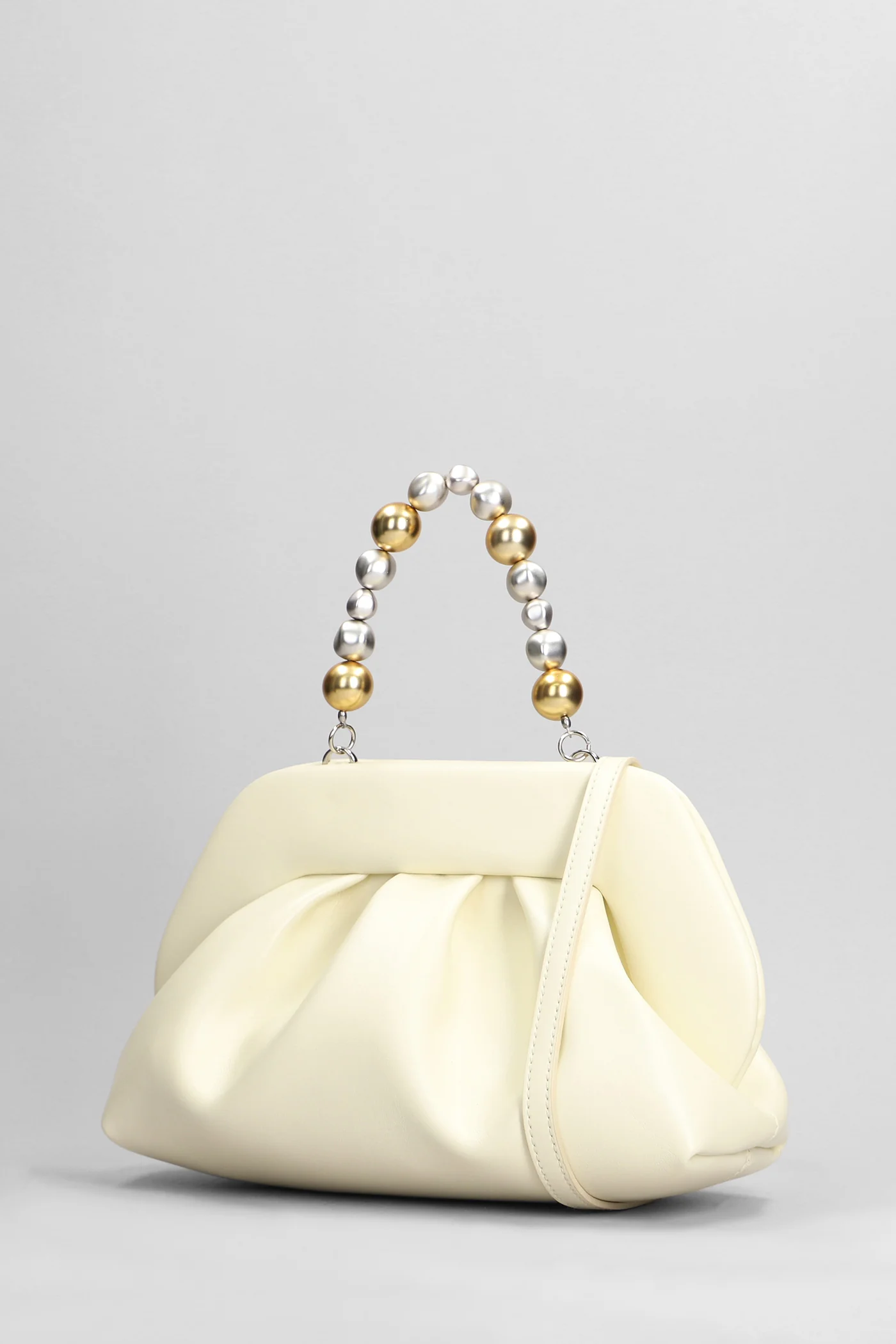 Tia Apple Beads Clutch in beige faux leather - Image 2