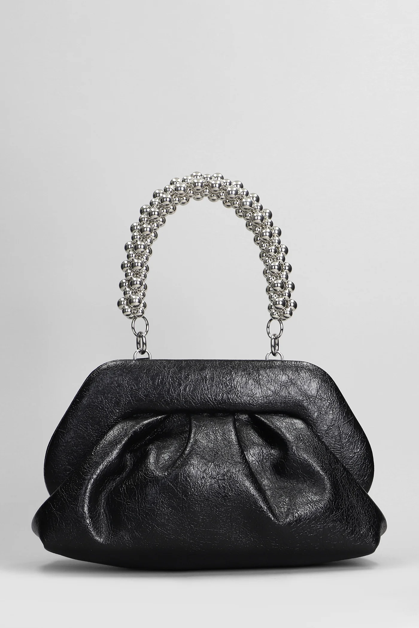 Tia Handle Beads Clutch in black faux leather - Image 3