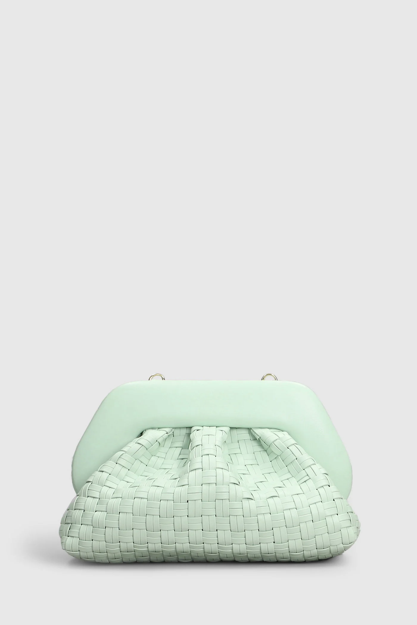 Tia Micro Weaved Clutch in green faux leather - Image 3