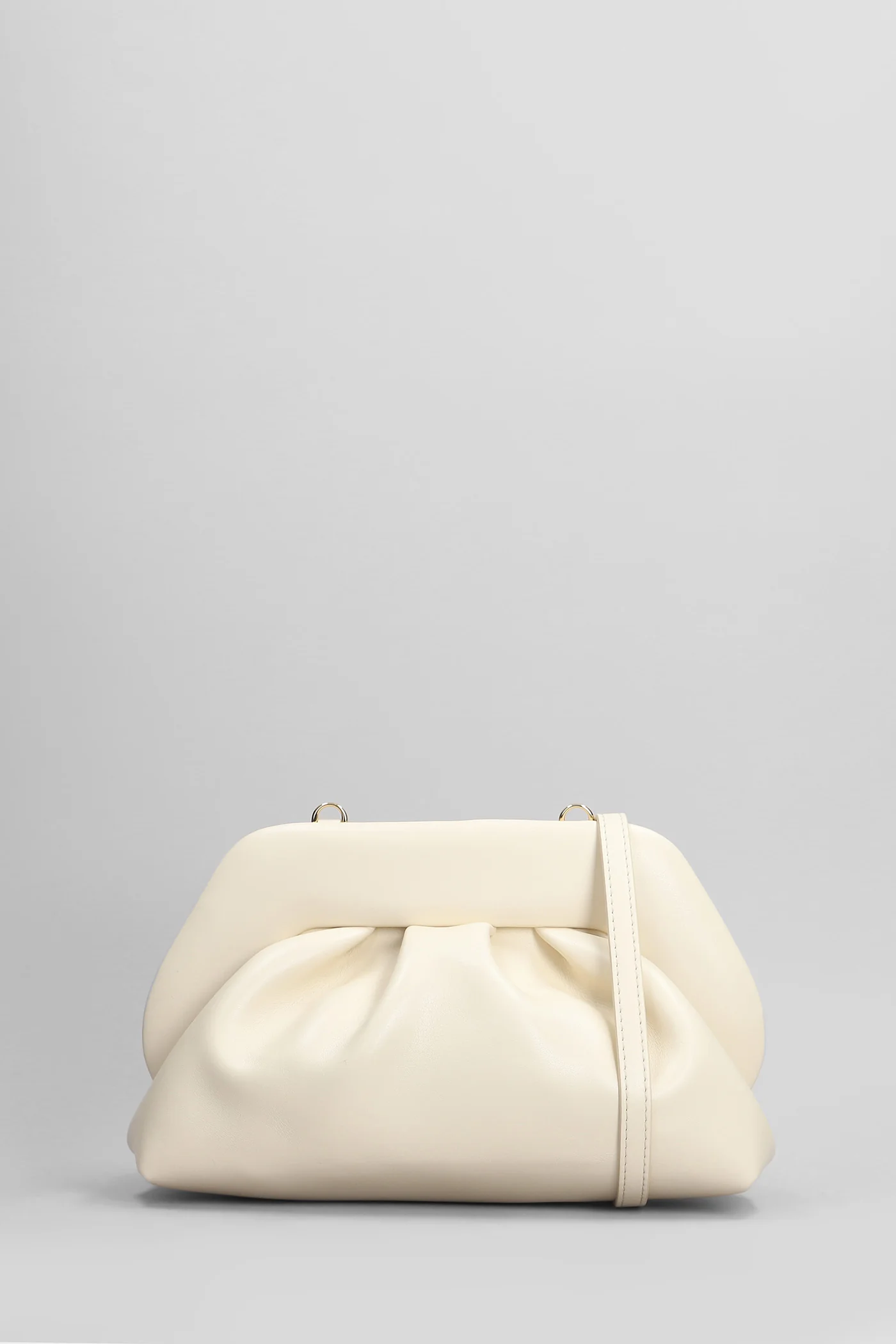 Tia Vegan Fabric Clutch in beige faux leather