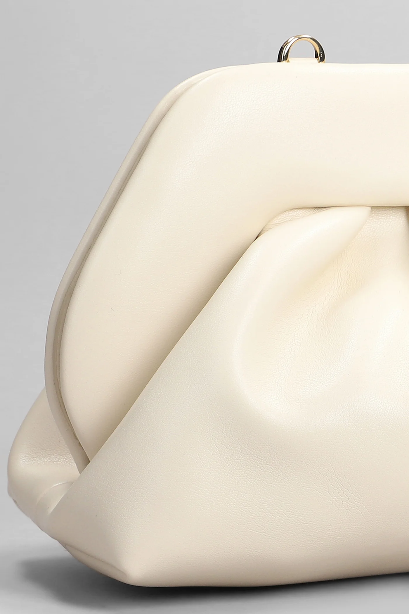 Tia Vegan Fabric Clutch in beige faux leather - Image 4