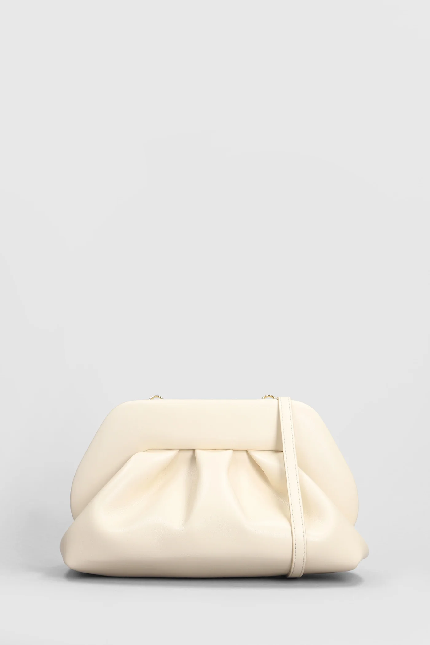 Tia Vegan Fabric Clutch in beige faux leather