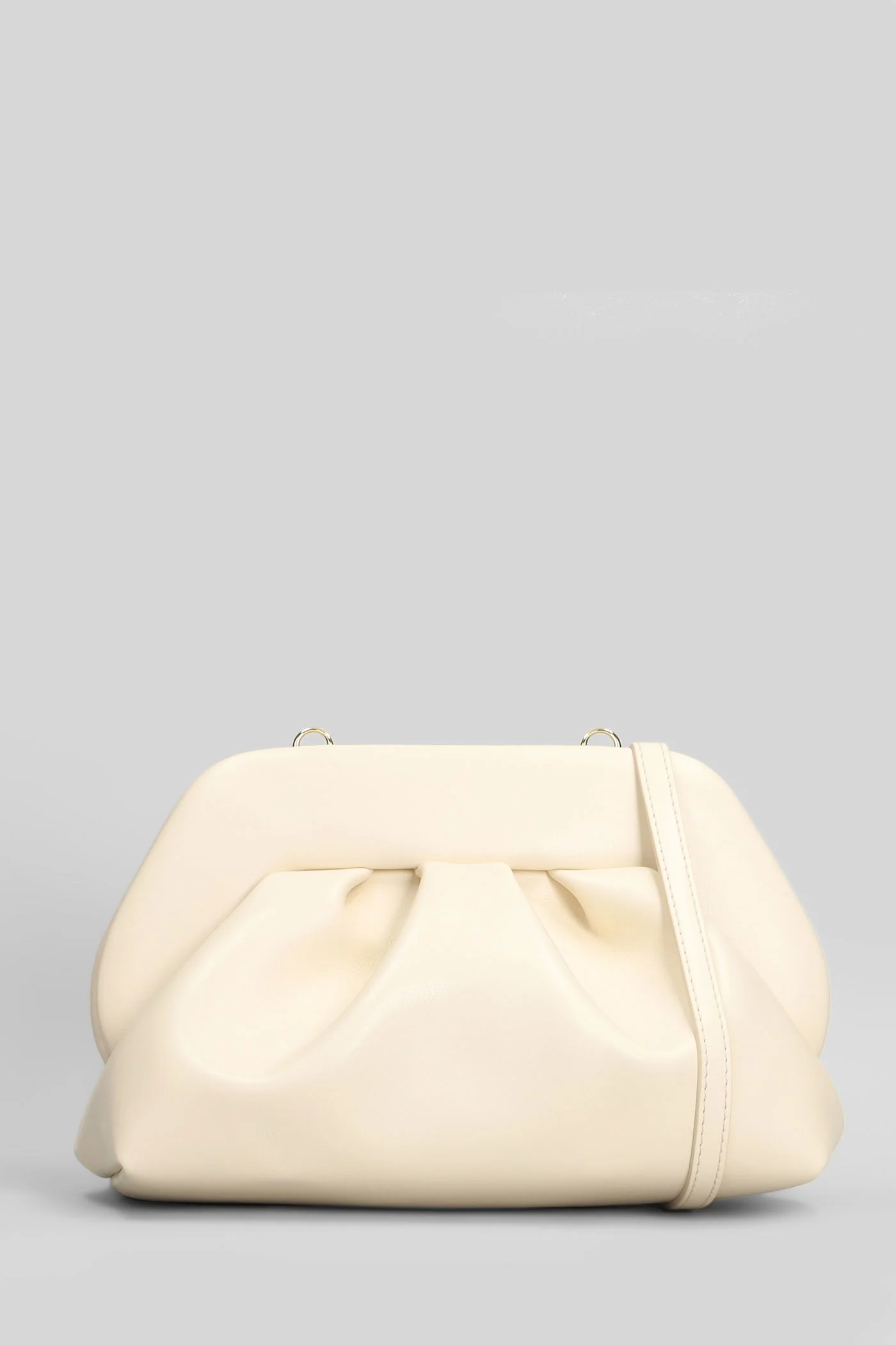 Tia Vegan Fabric Clutch in beige faux leather
