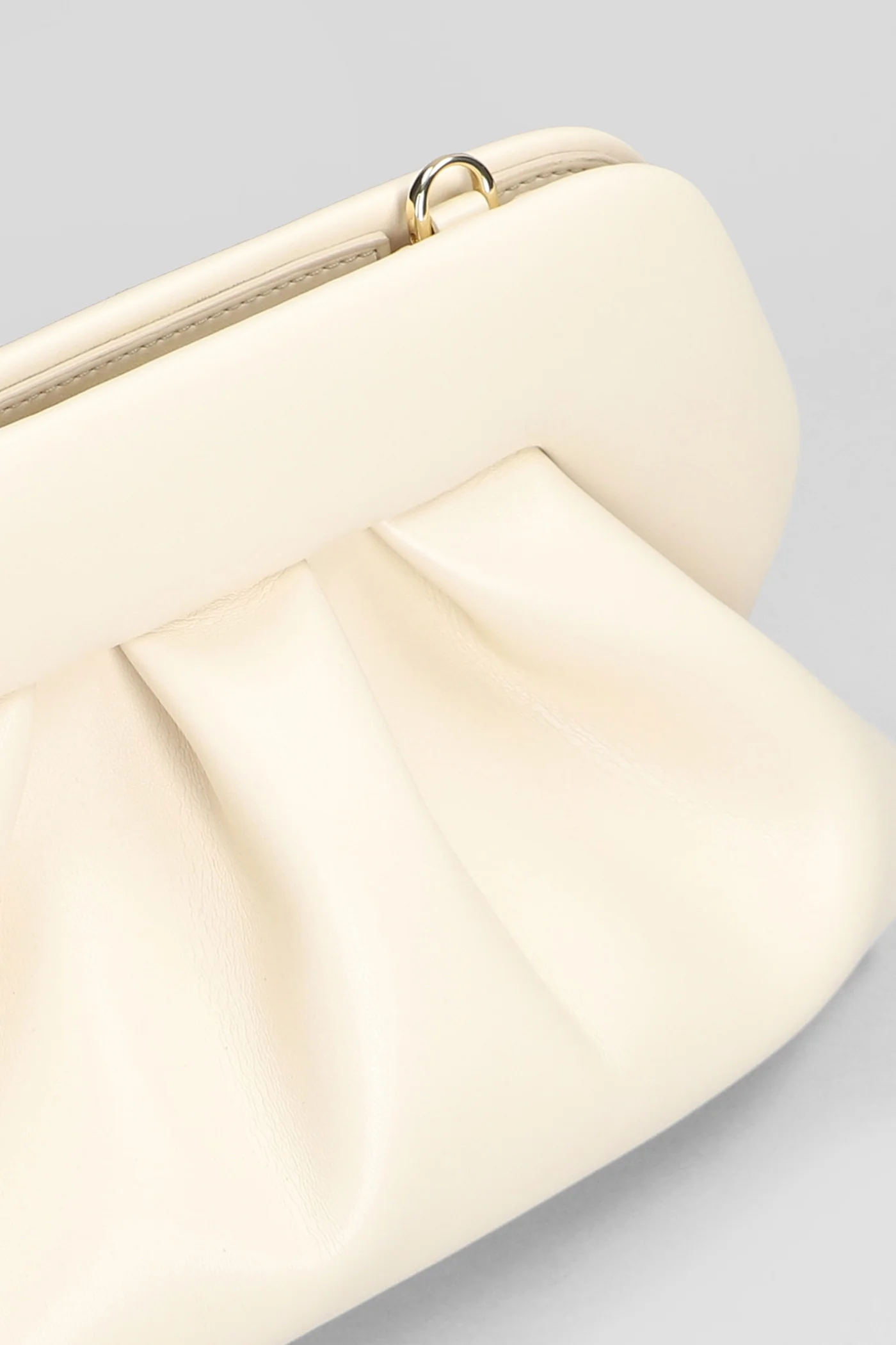 Tia Vegan Fabric Clutch in beige faux leather - Image 4