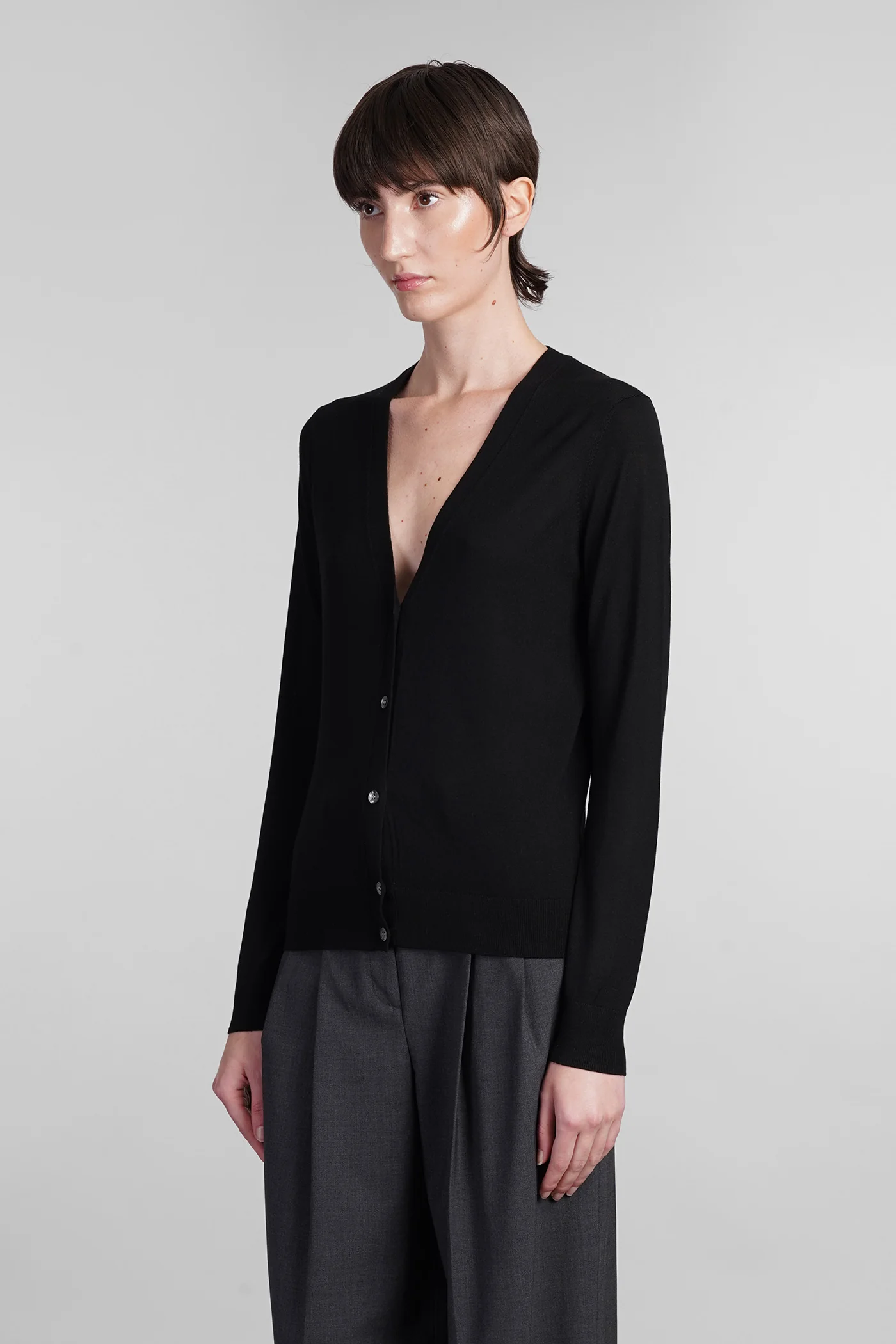 Cardigan in black wool - Image 4