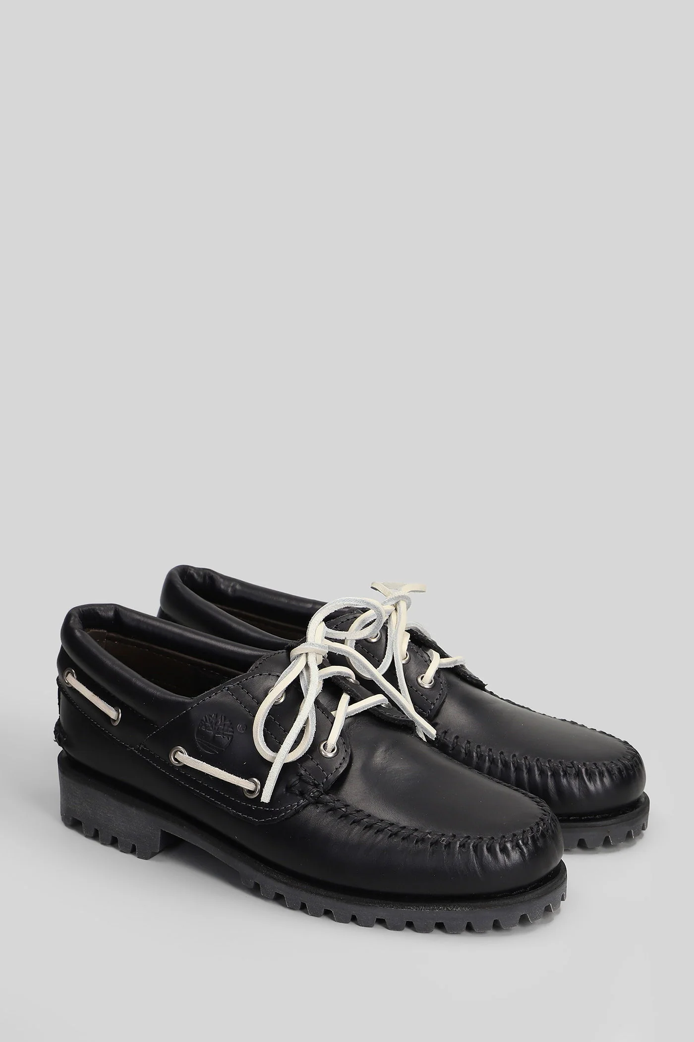 Authentic Boat Lace up shoes in black leather - Image 2