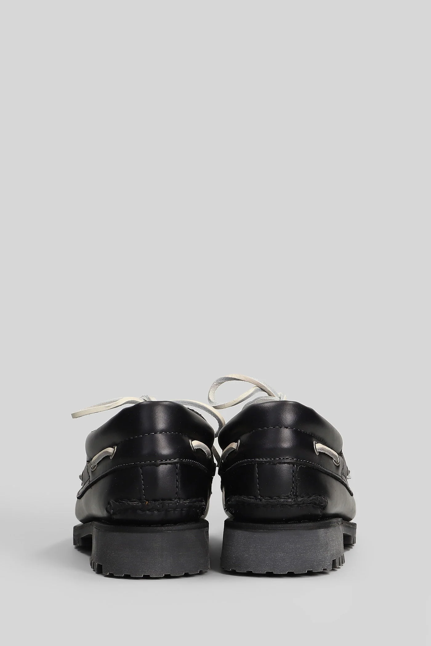 Authentic Boat Lace up shoes in black leather - Image 4