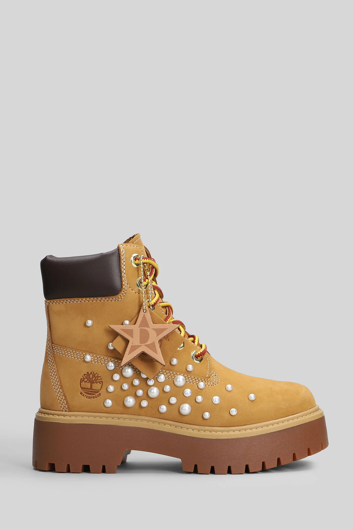 Stone Street In Lace Combat boots in beige nubuck