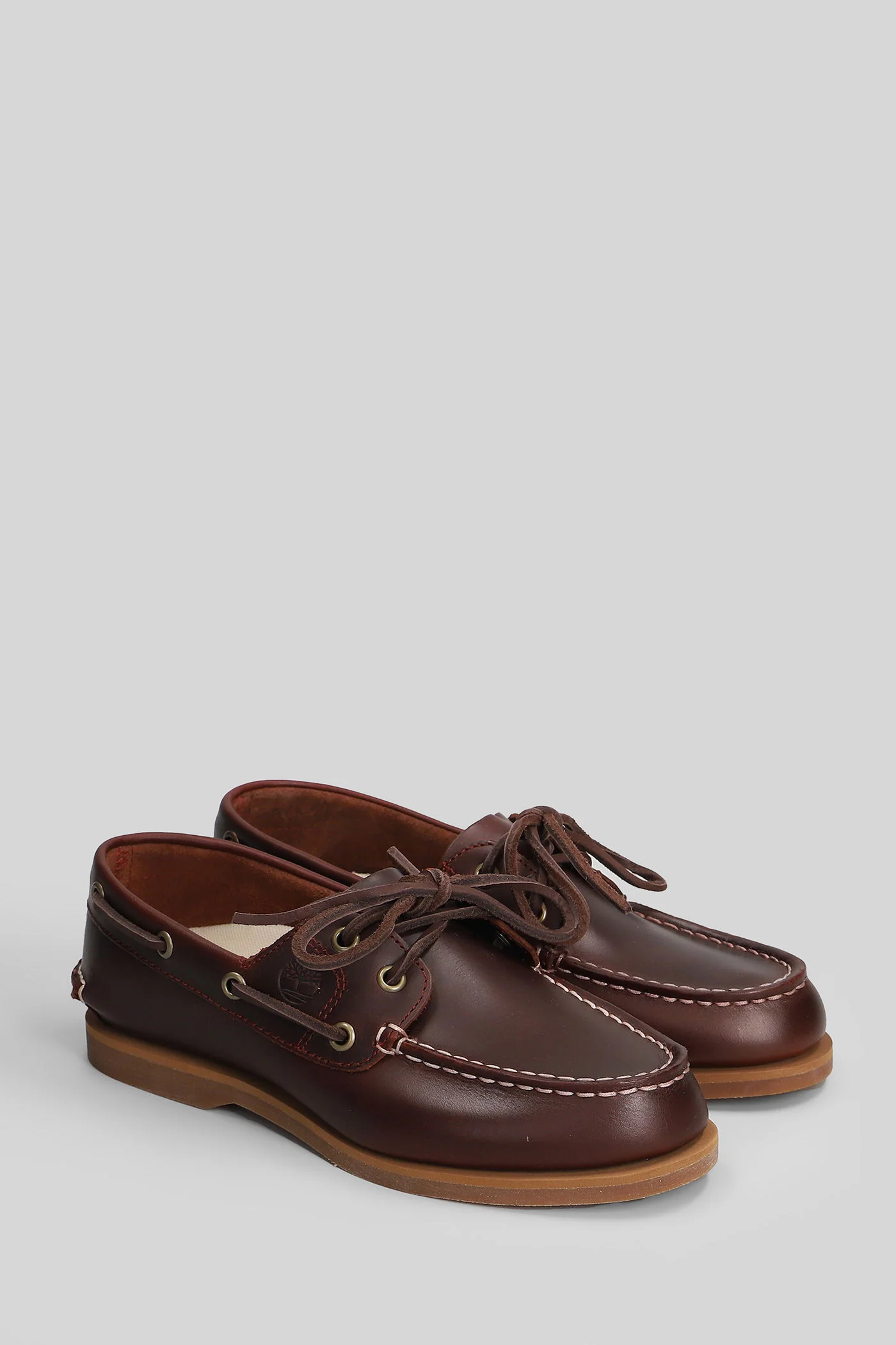 Classic Boat Lace up shoes in bordeaux leather - Image 2