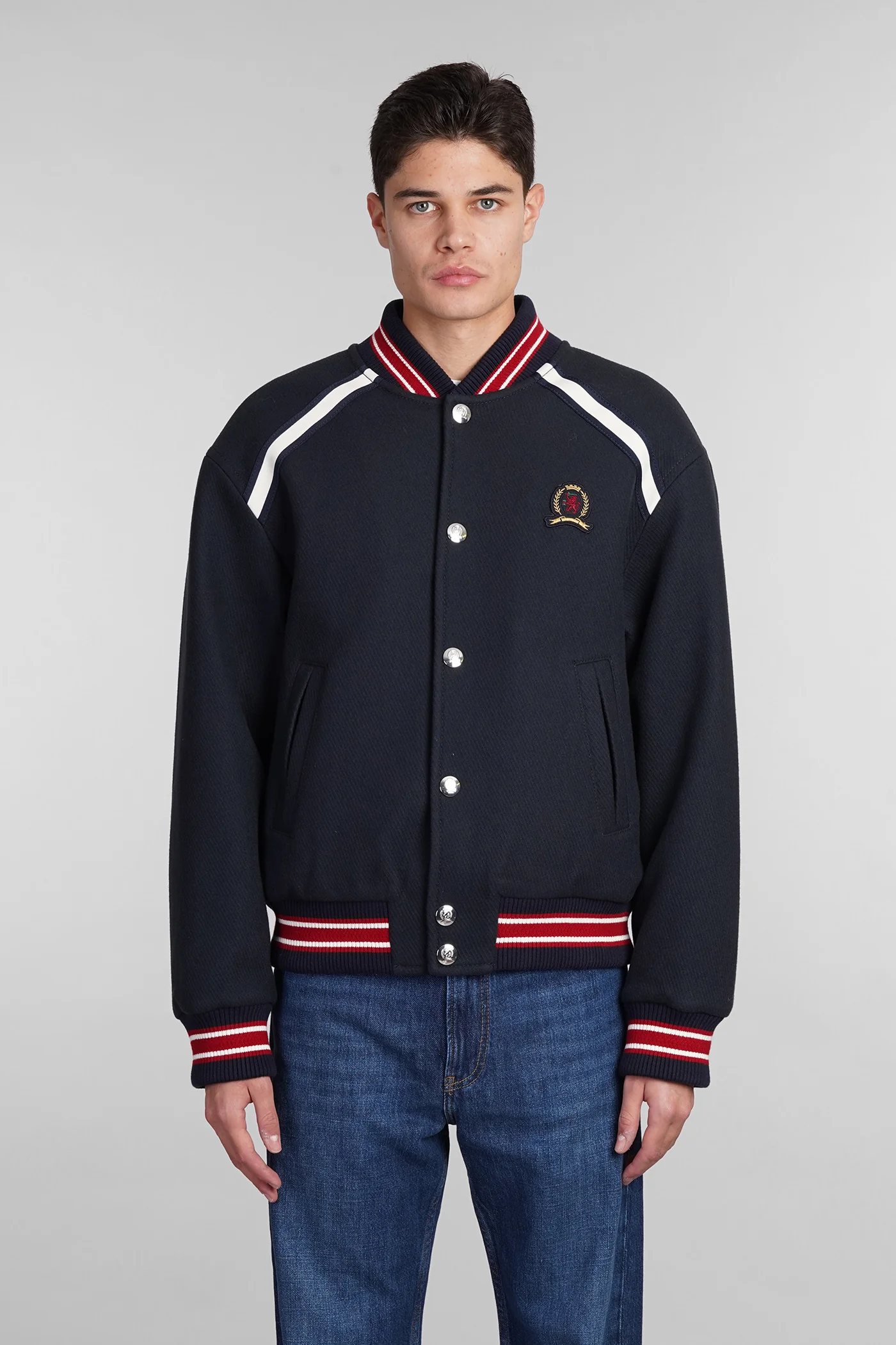 Bomber Jacket in blue wool